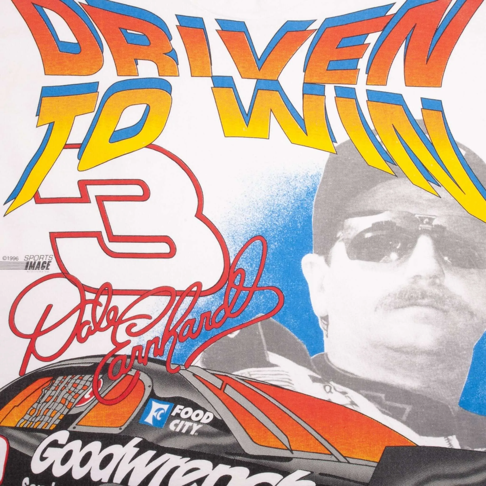 VINTAGE NASCAR ALL OVER PRINT DALE EARNHARDT 1996 TEE SHIRT LARGE MADE IN USA