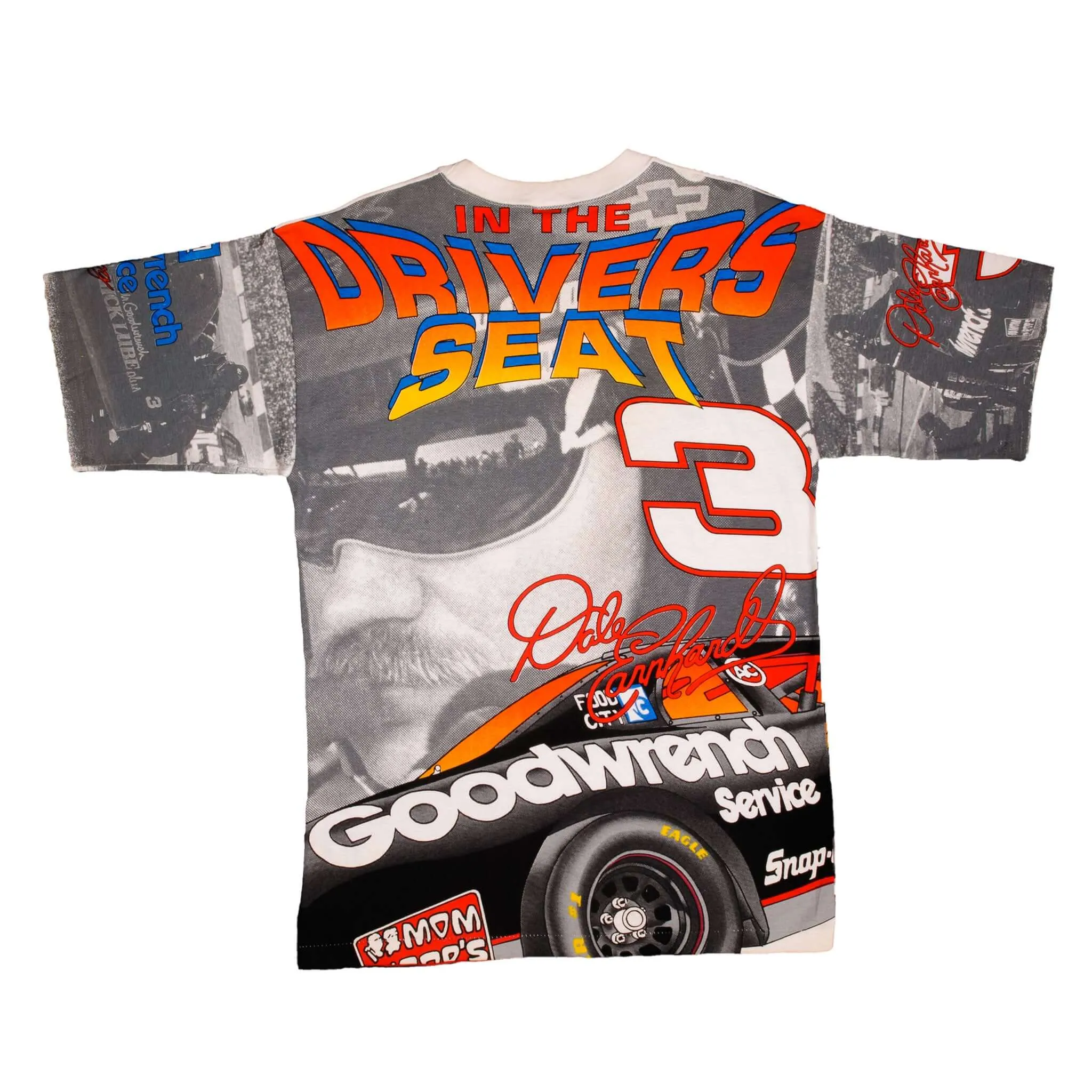 VINTAGE NASCAR ALL OVER PRINT DALE EARNHARDT 1996 TEE SHIRT MEDIUM MADE IN USA