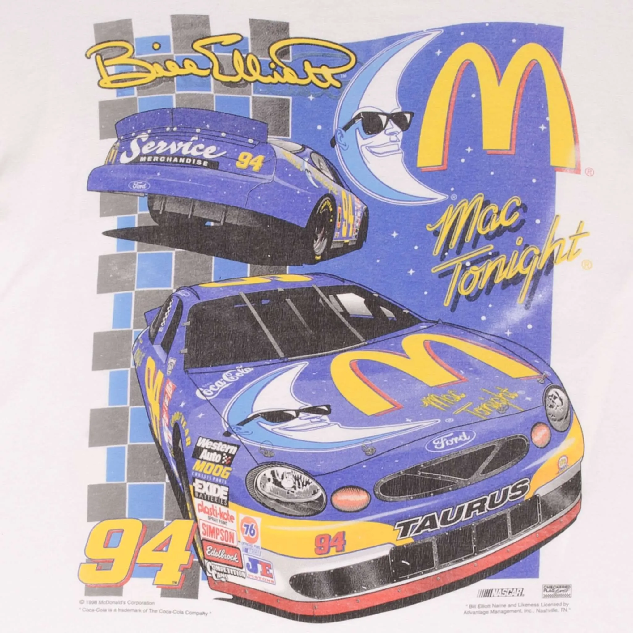 VINTAGE NASCAR BILL ELIOTT MCDONALDS 1998 TEE SHIRT SIZE LARGE