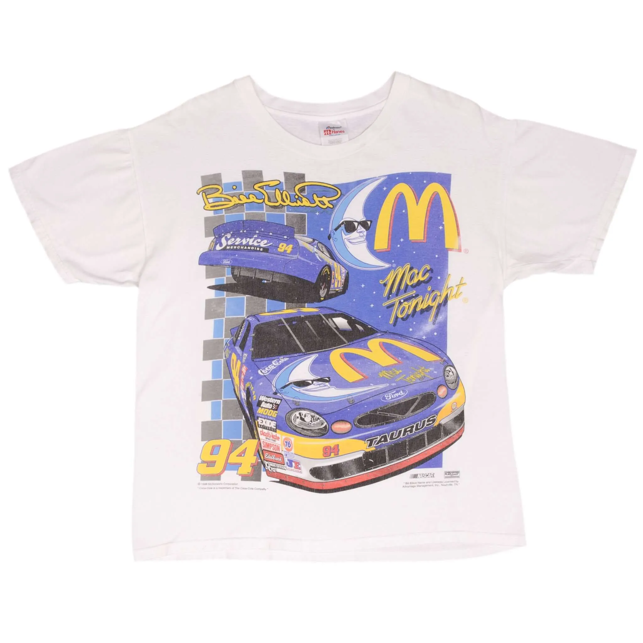 VINTAGE NASCAR BILL ELIOTT MCDONALDS 1998 TEE SHIRT SIZE LARGE