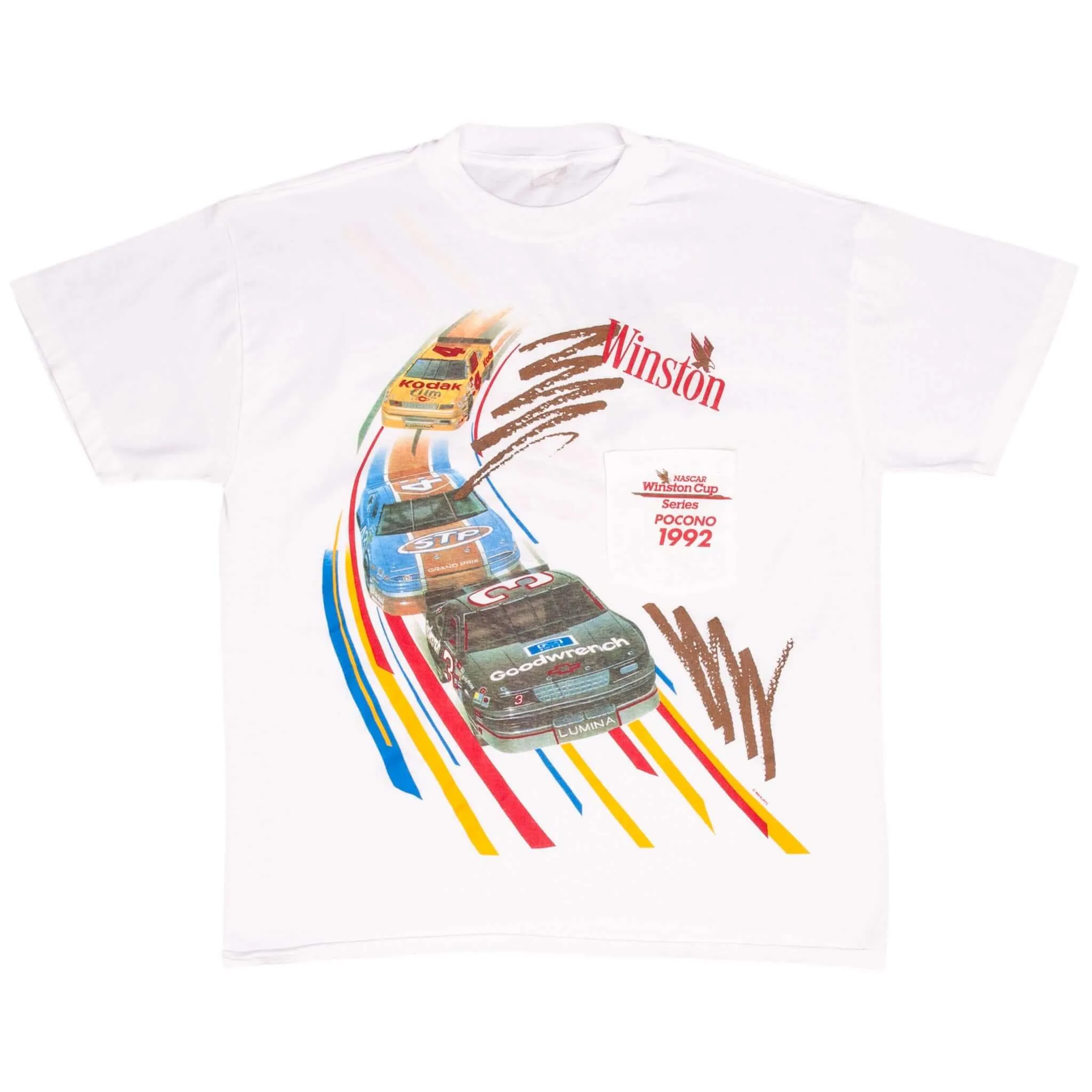 VINTAGE NASCAR WINSTON CUP SERIES POCONO 1992 TEE SHIRT LARGE MADE IN USA