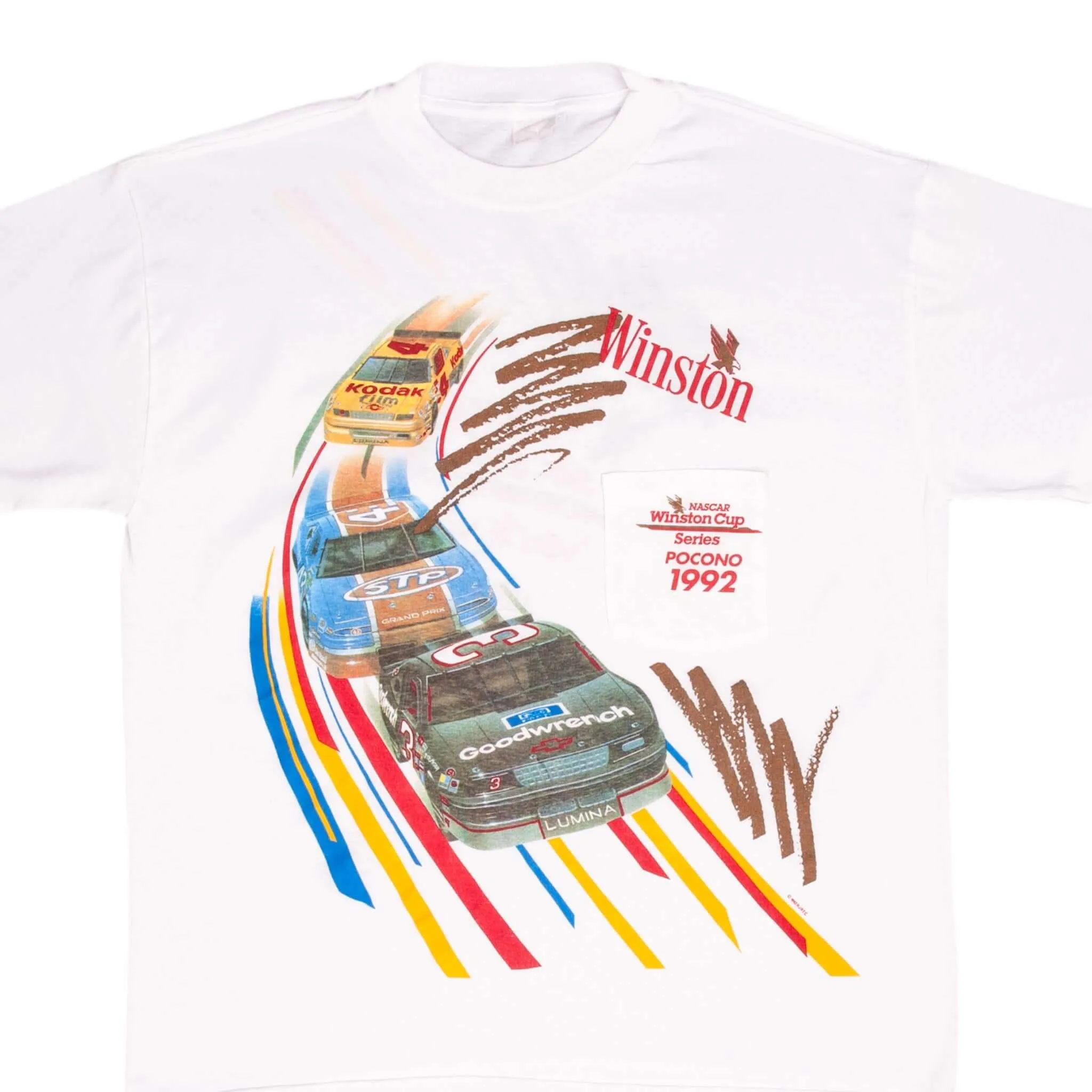 VINTAGE NASCAR WINSTON CUP SERIES POCONO 1992 TEE SHIRT LARGE MADE IN USA