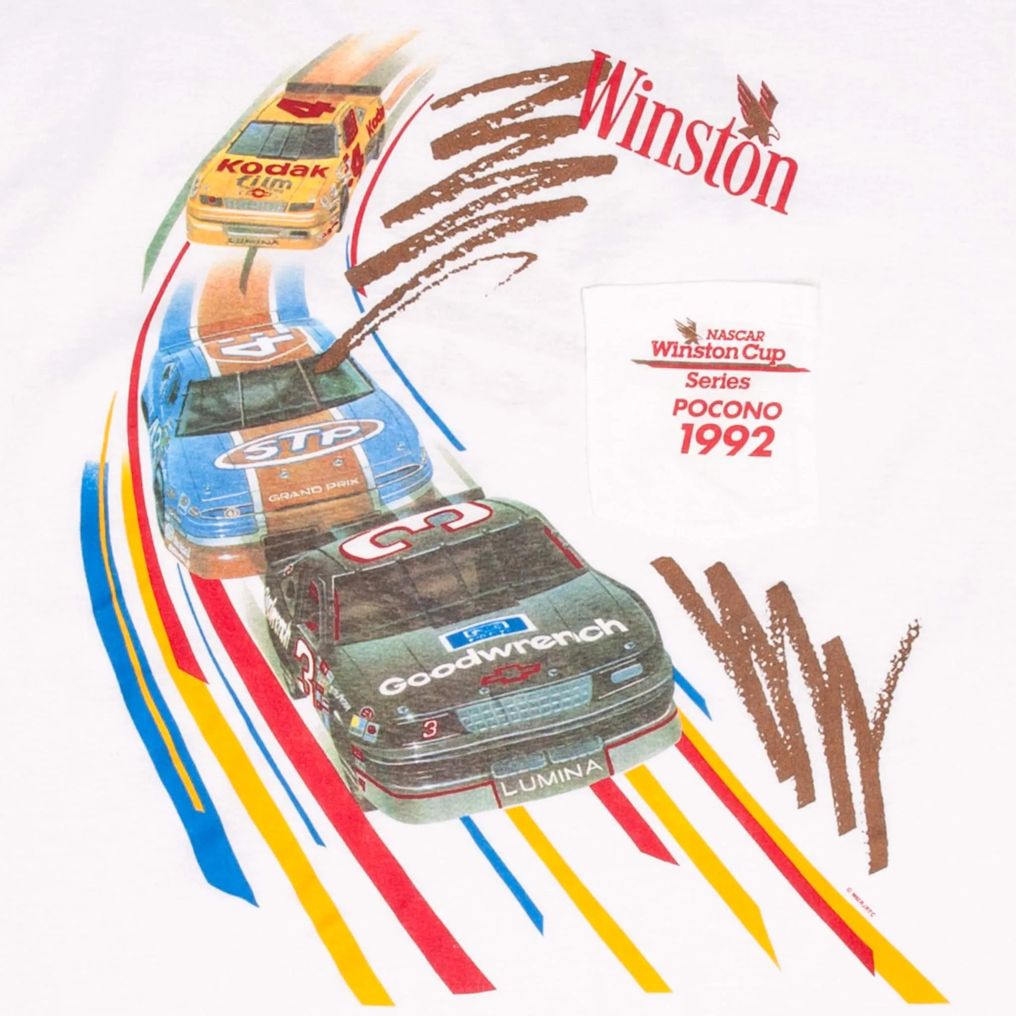 VINTAGE NASCAR WINSTON CUP SERIES POCONO 1992 TEE SHIRT LARGE MADE IN USA