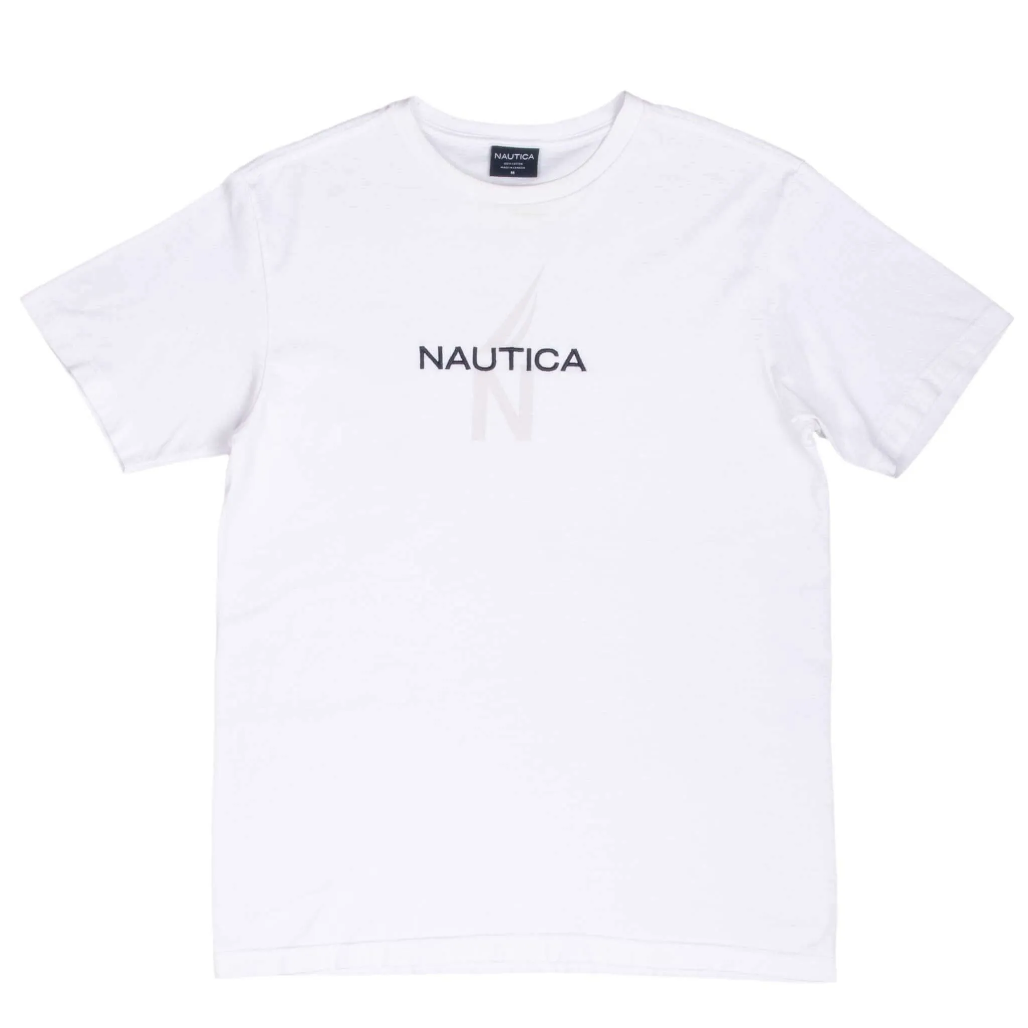 VINTAGE NAUTICA SPELLOUT WHITE TEE SHIRT 2000S MEDIUM