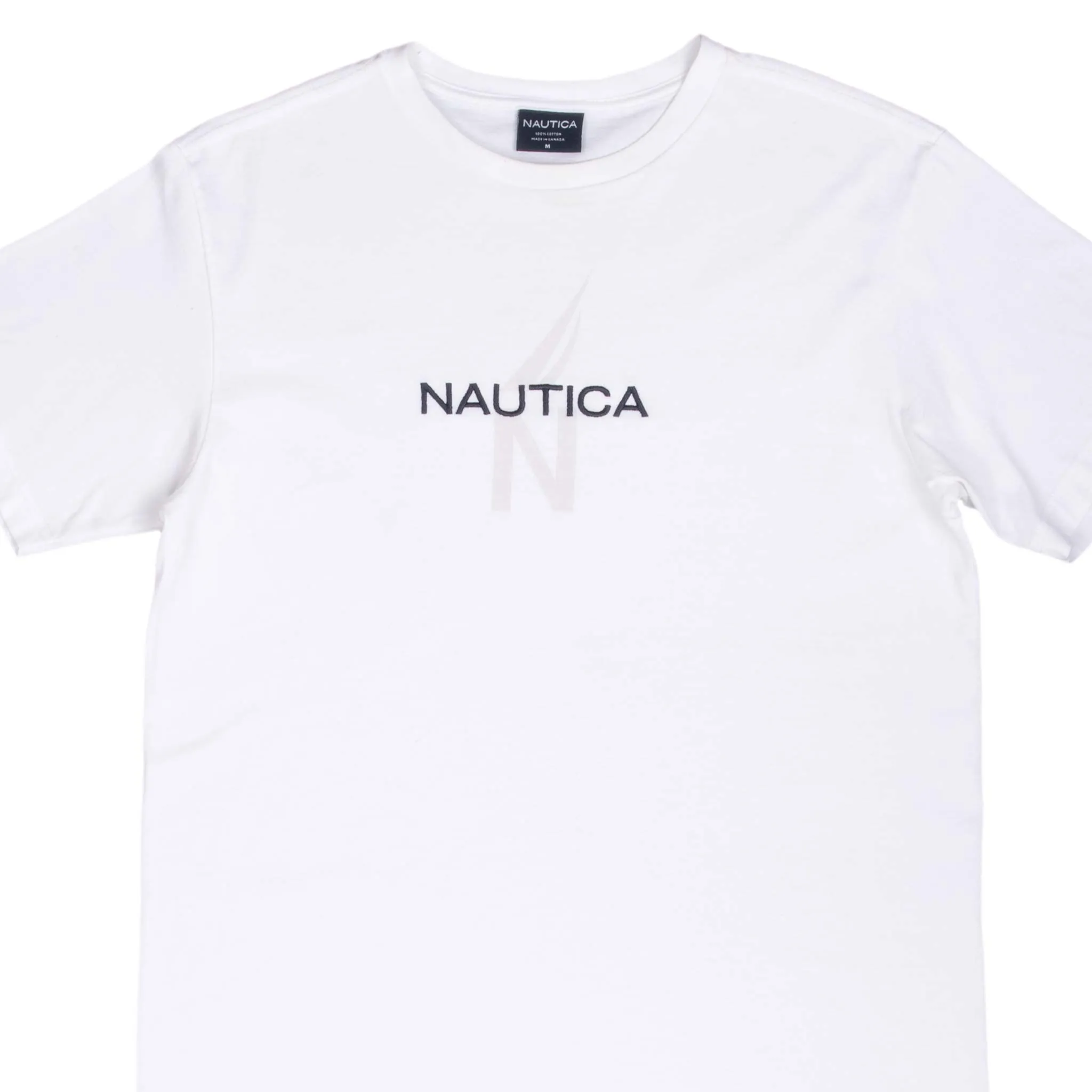 VINTAGE NAUTICA SPELLOUT WHITE TEE SHIRT 2000S MEDIUM