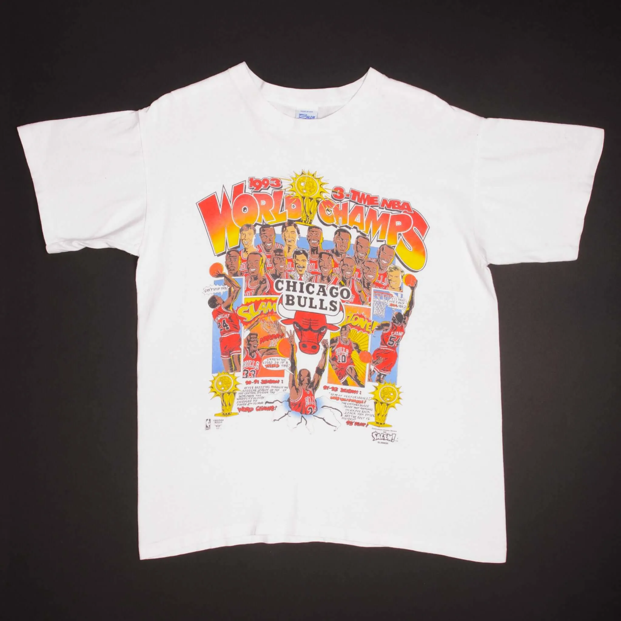 VINTAGE NBA CHICAGO BULLS 1993 CHAMPIONS TEE SHIRT MEDIUM MADE USA
