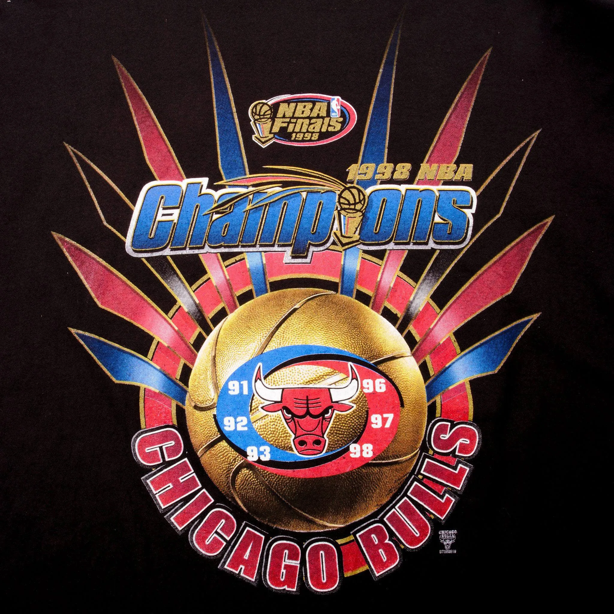 VINTAGE NBA CHICAGO BULLS 1998 CHAMPIONS TEE SHIRT SIZE XL MADE IN USA