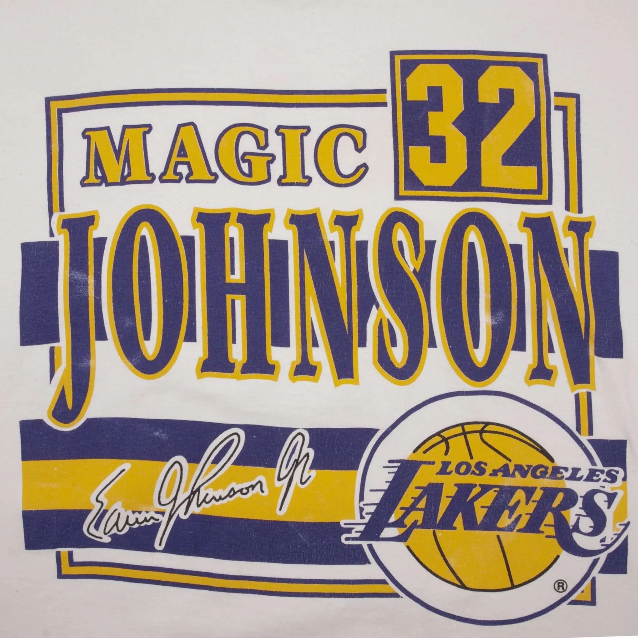 VINTAGE NBA MAGIC JOHNSON LOS ANGELES LAKERS TEE SHIRT 1990S LARGE MADE IN USA
