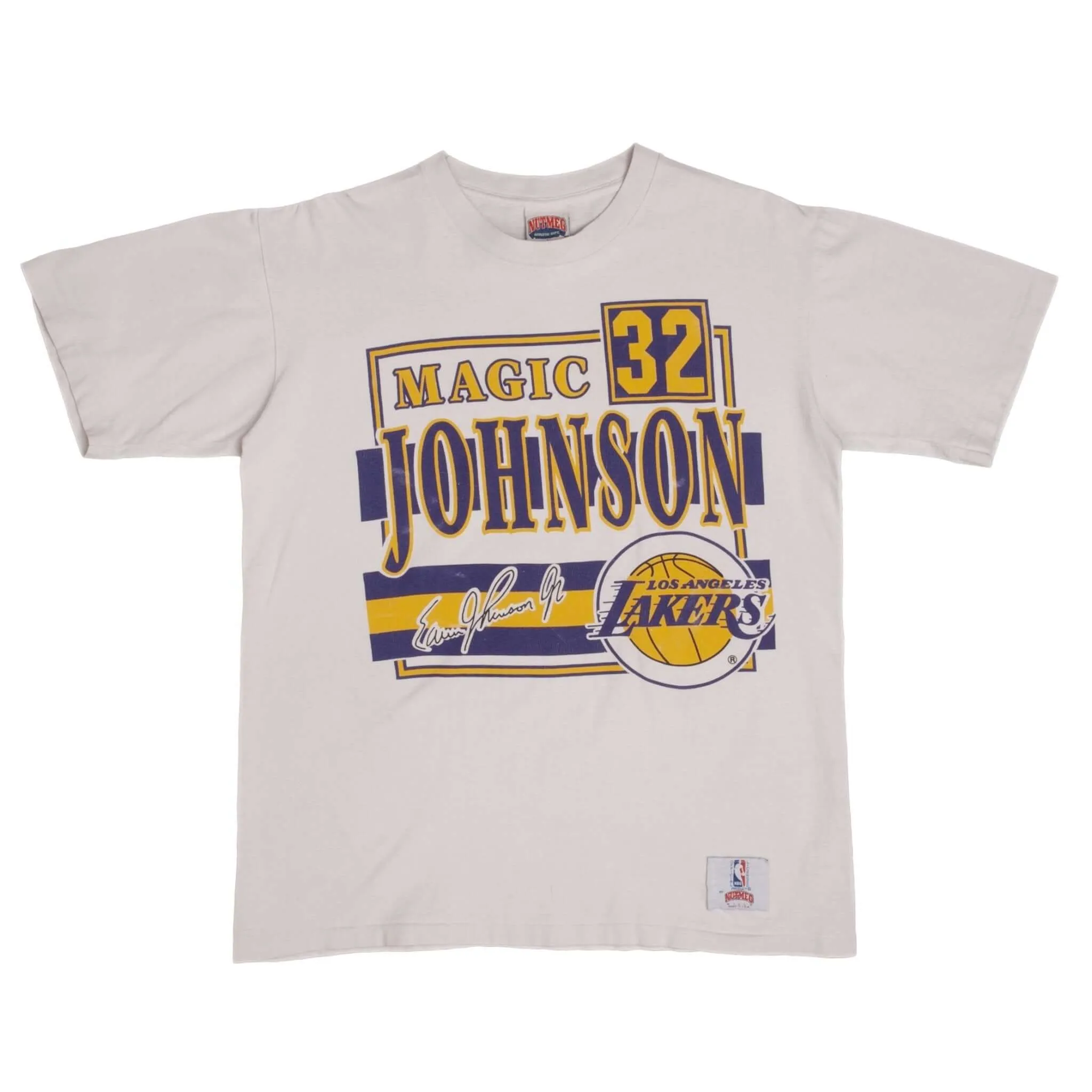 VINTAGE NBA MAGIC JOHNSON LOS ANGELES LAKERS TEE SHIRT 1990S LARGE MADE IN USA