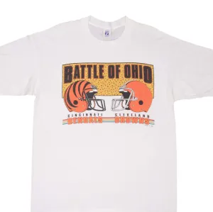 VINTAGE NFL BATTLE OF OHIO BENGALS VS BROWNS TEE SHIRT 1990S SIZE XL MADE IN USA