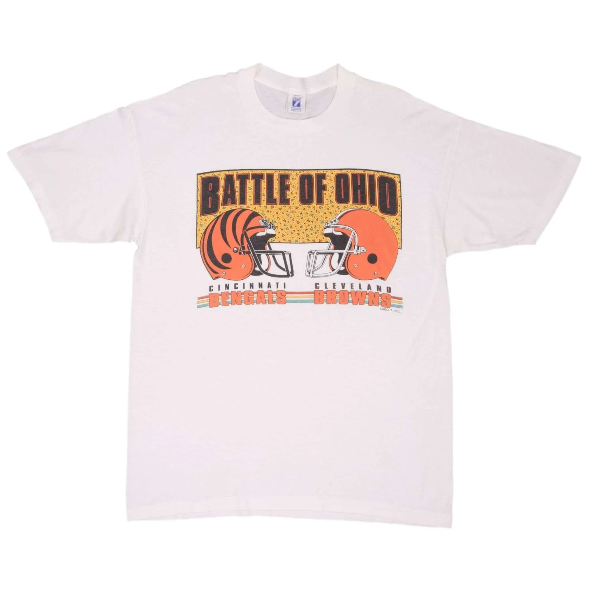 VINTAGE NFL BATTLE OF OHIO BENGALS VS BROWNS TEE SHIRT 1990S SIZE XL MADE IN USA