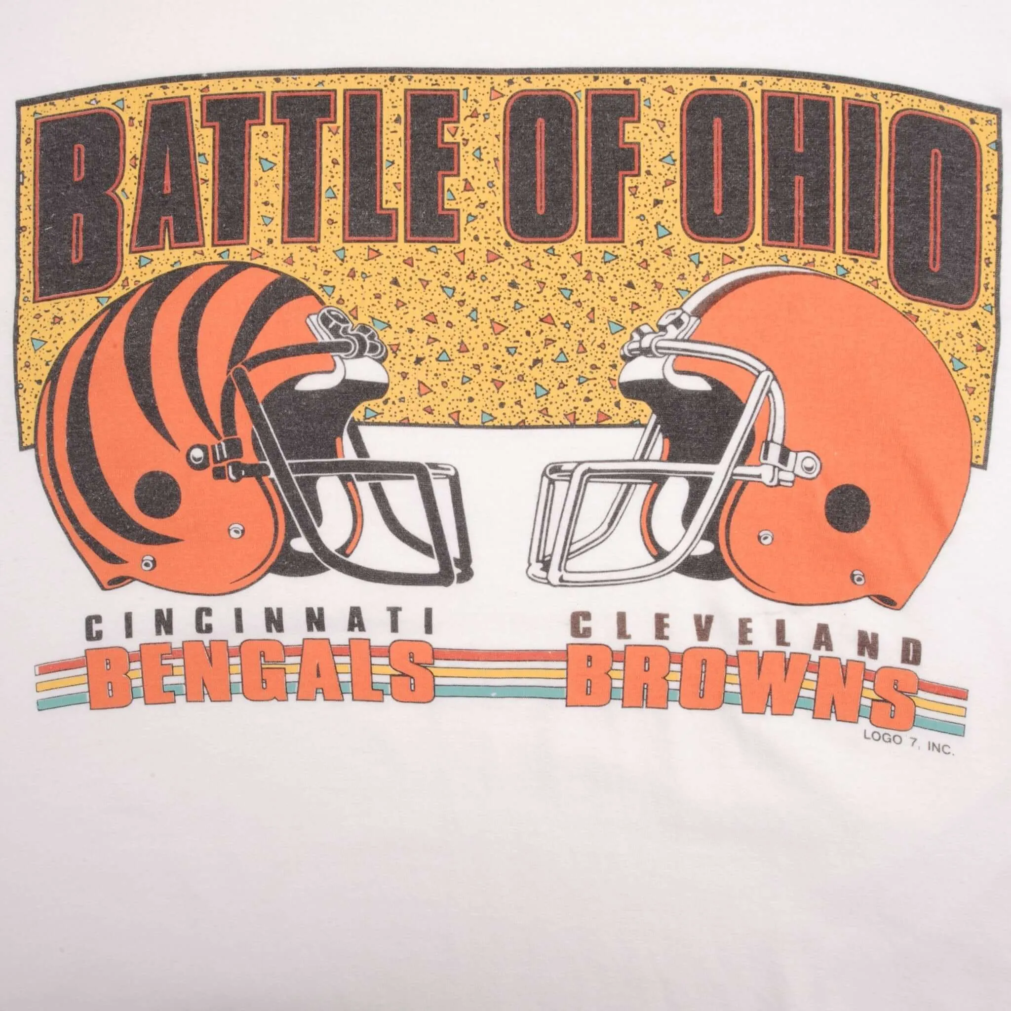 VINTAGE NFL BATTLE OF OHIO BENGALS VS BROWNS TEE SHIRT 1990S SIZE XL MADE IN USA