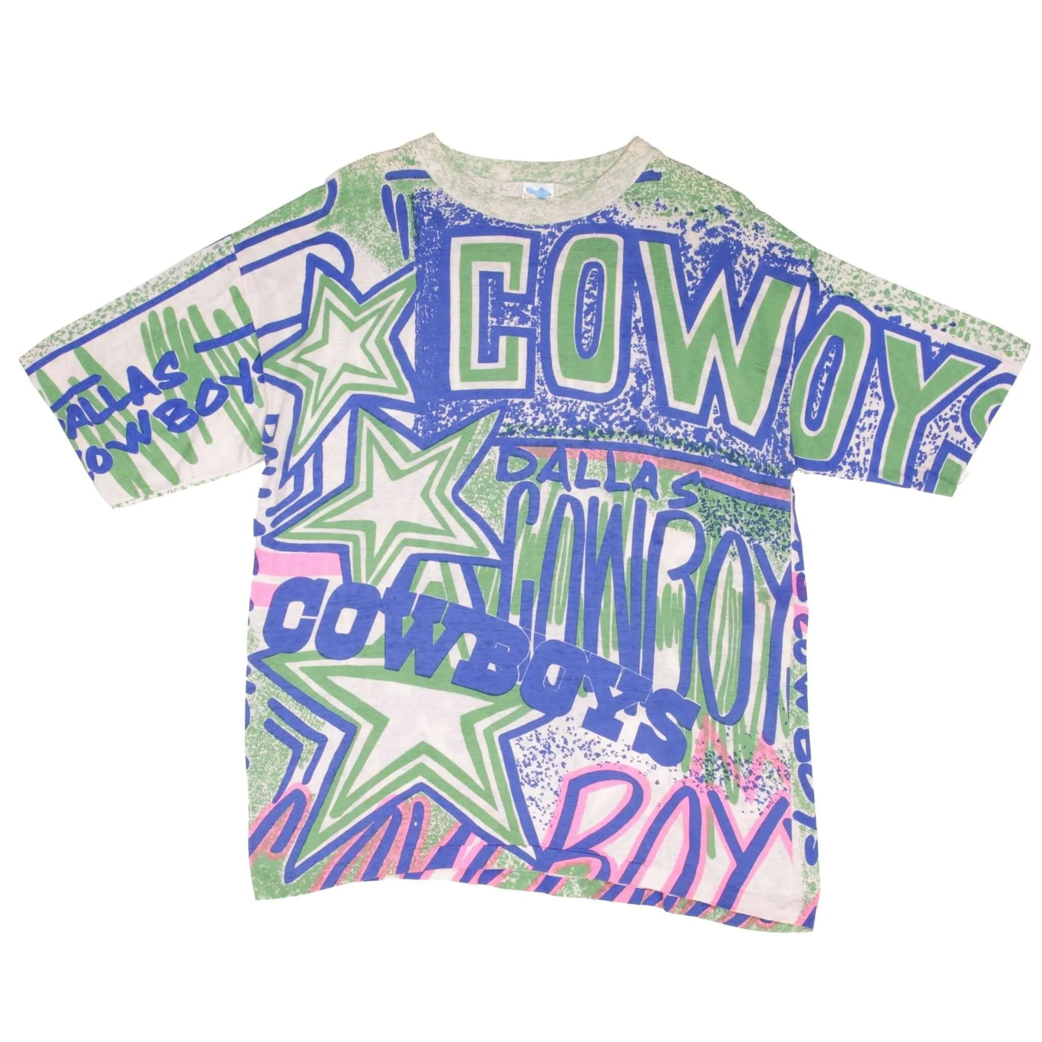 VINTAGE NFL DALLAS COWBOYS ALL OVER PRINT TEE SHIRT 1990S SIZE LARGE