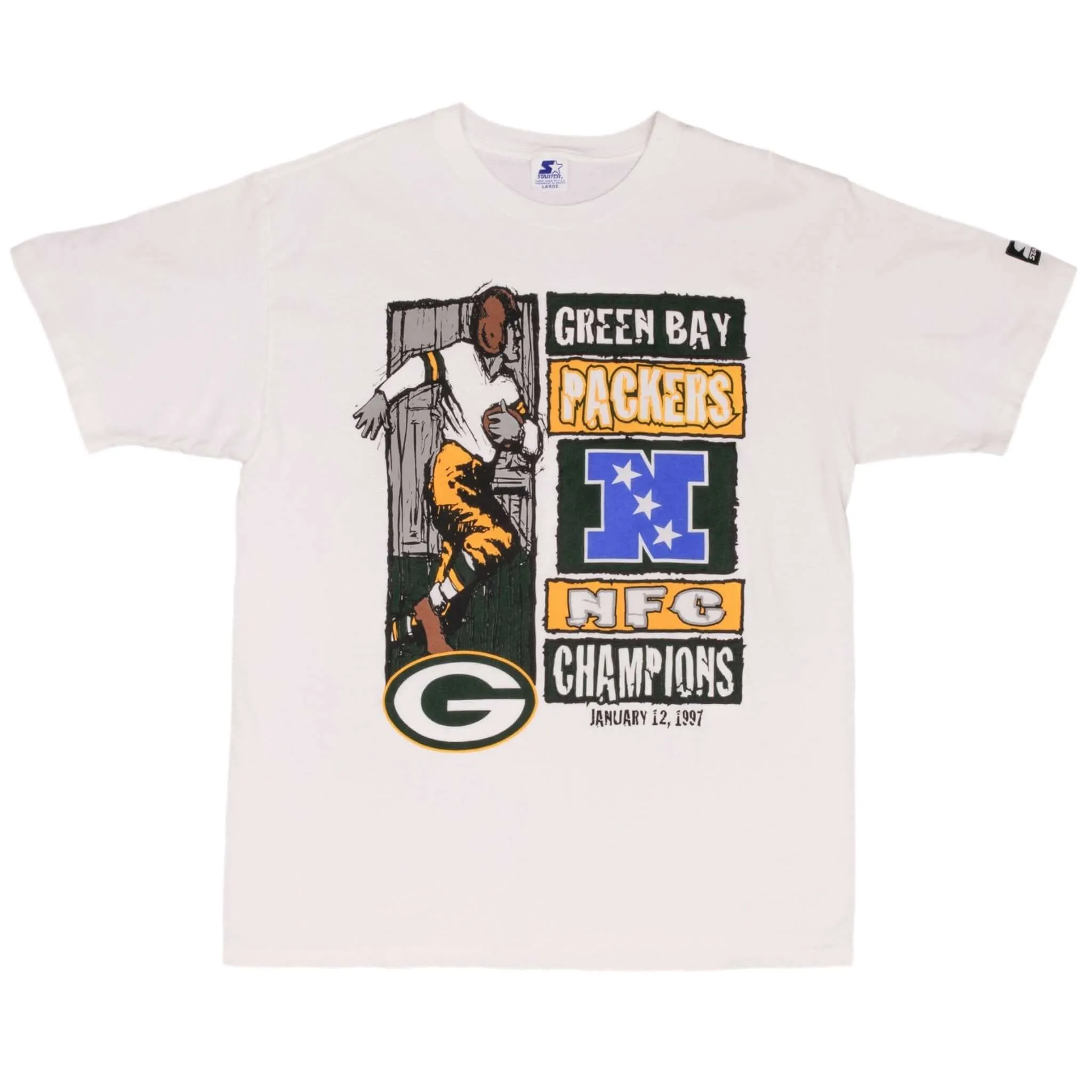 VINTAGE NFL GREEN BAY PACKERS NFC CHAMPIONS 1997 STARTER TEE SHIRT LARGE