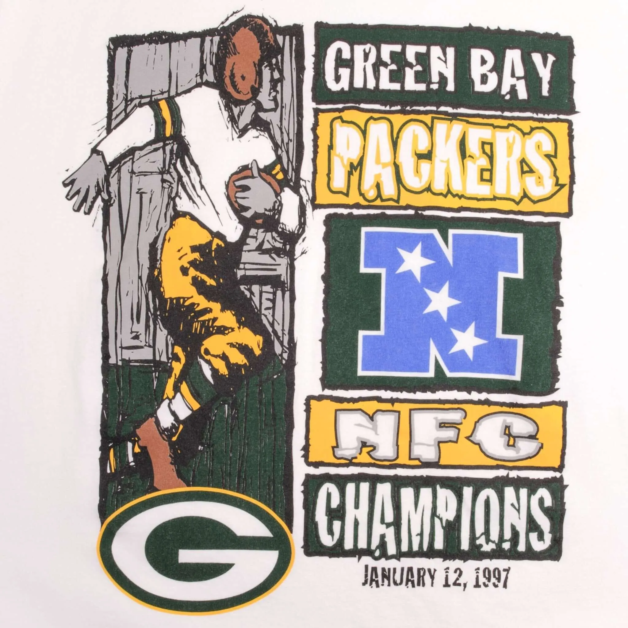 VINTAGE NFL GREEN BAY PACKERS NFC CHAMPIONS 1997 STARTER TEE SHIRT LARGE