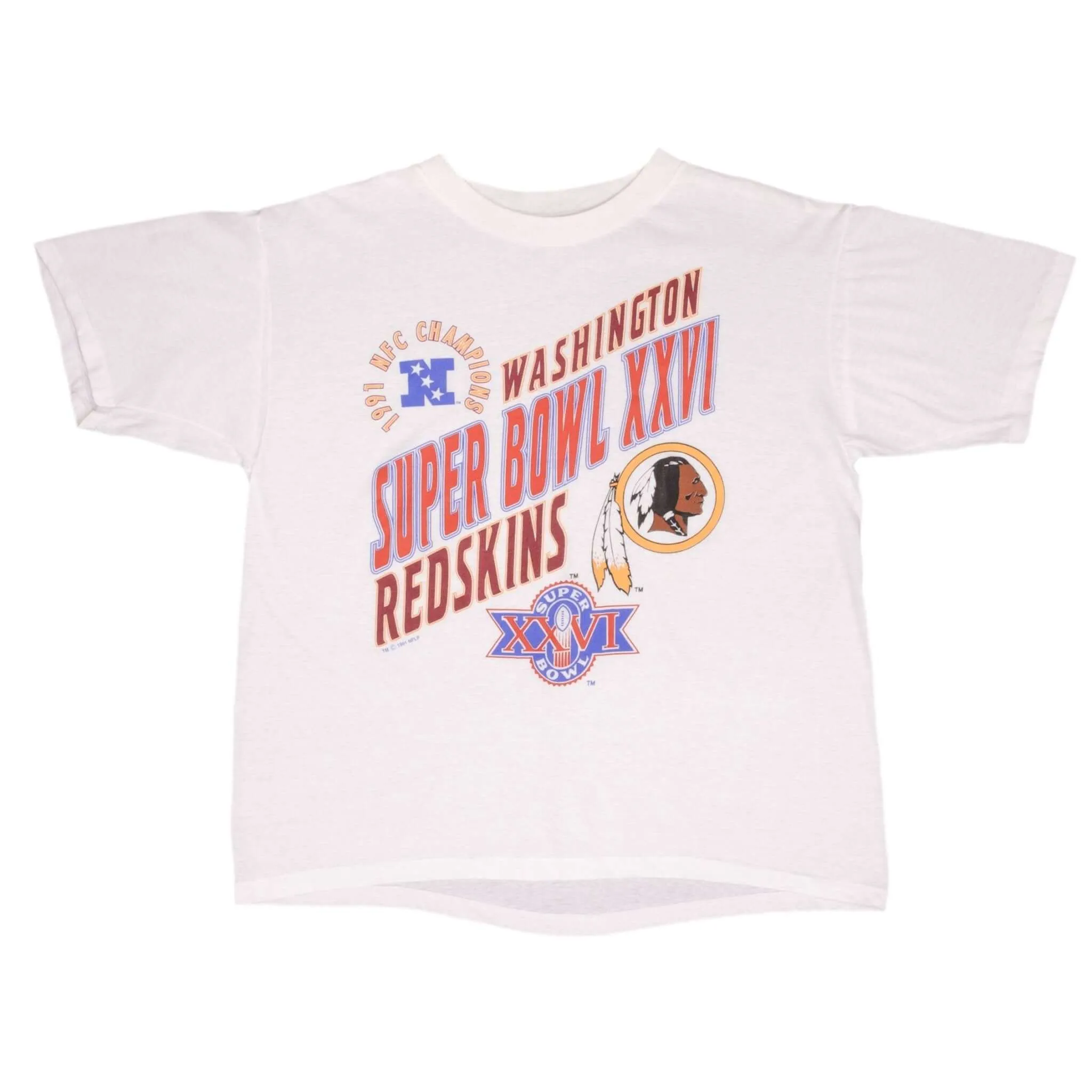 VINTAGE NFL WASHINGTON REDSKINS SUPER BOWL XXVI 1992 TEE SHIRT SIZE XL