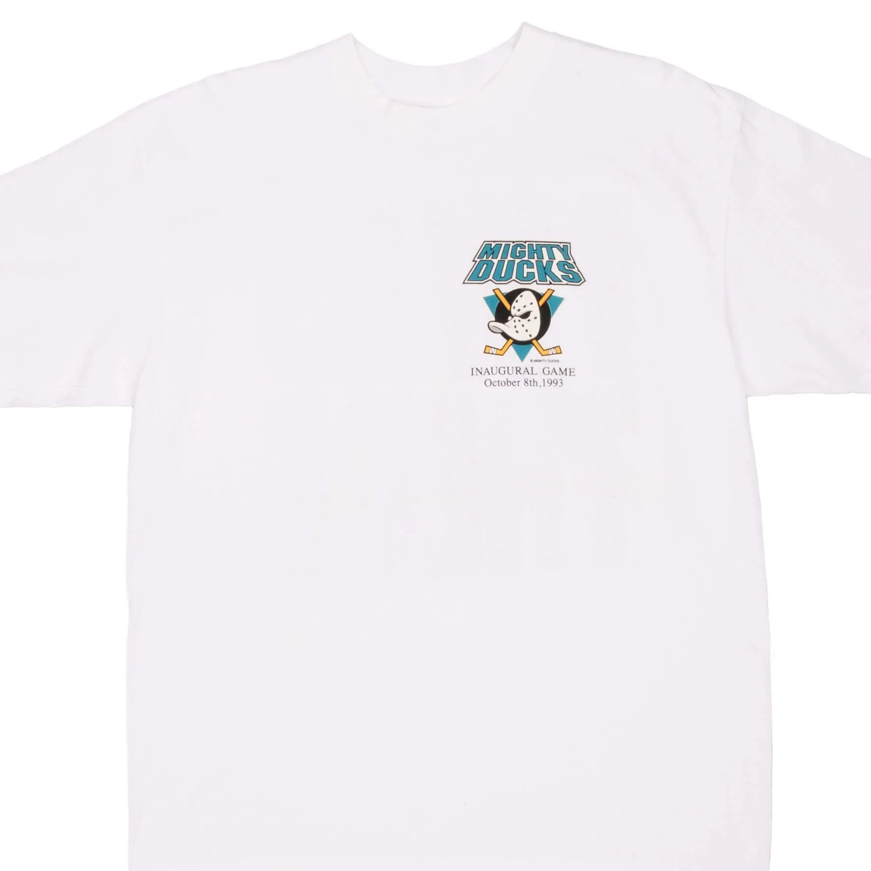 VINTAGE NHL ANAHEIM MIGHTY DUCKS INAUGURAL GAME TEE SHIRT 1993 XL MADE IN USA