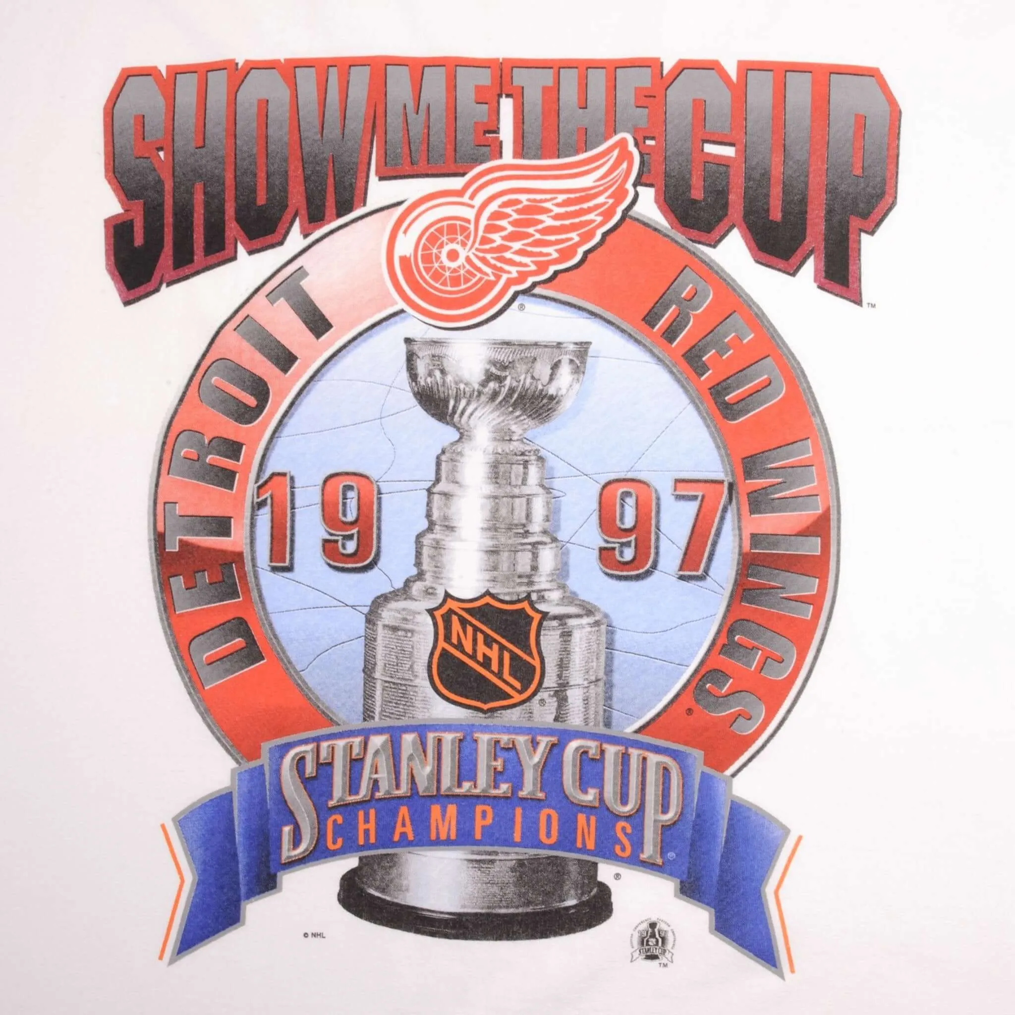 VINTAGE NHL DETROIT RED WINGS STANLEY CUP CHAMPIONS 1997 TEE SHIRT 2XL MADE USA