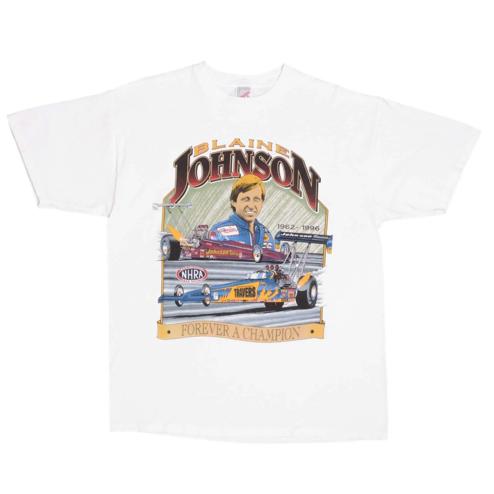 VINTAGE RACING NHRA BLAINE JOHNSON 1990S TEE SHIRT SIZE XL MADE IN USA
