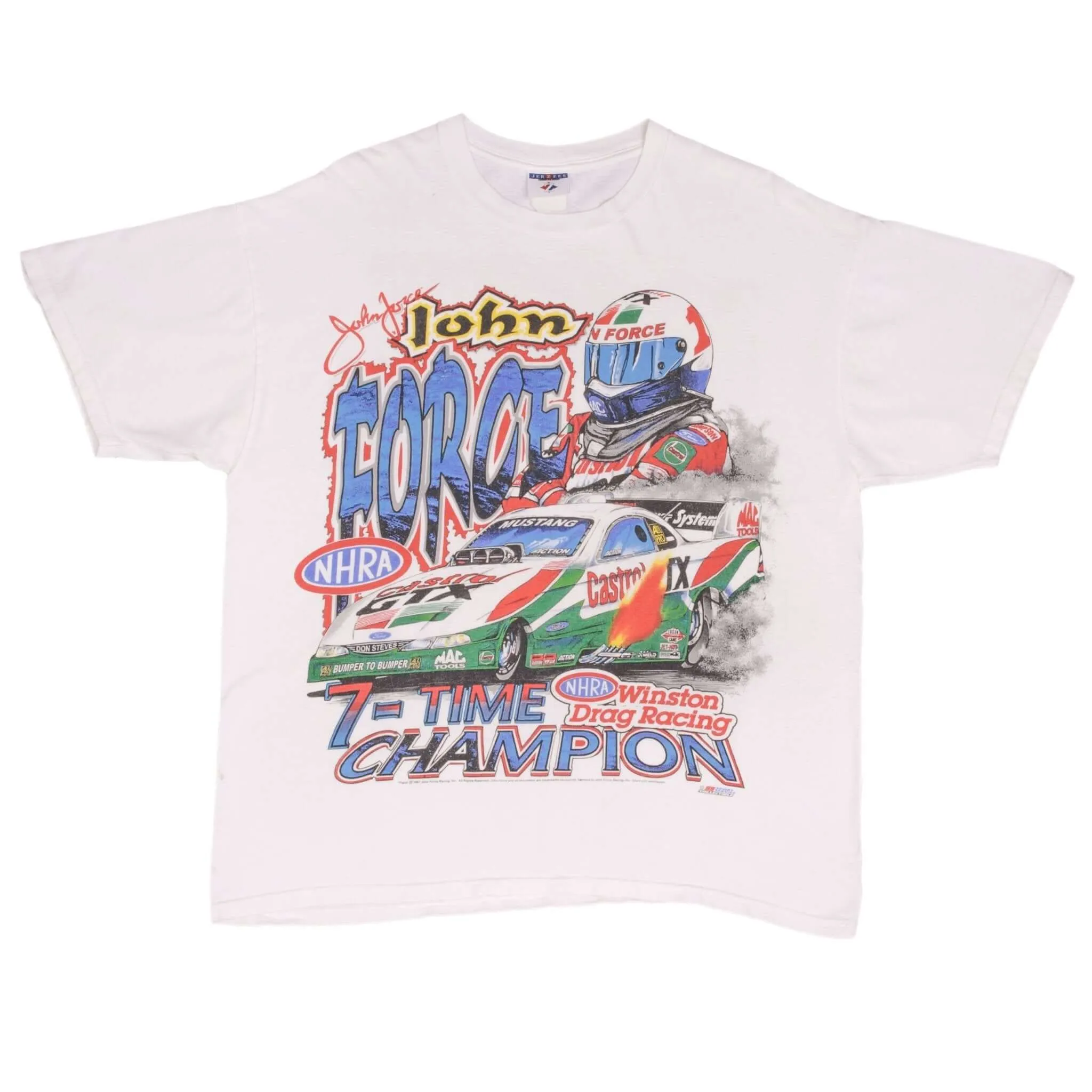 VINTAGE RACING NHRA JOHN FORCE 7 TIME CHAMPION 1997 TEE SHIRT XL MADE IN USA