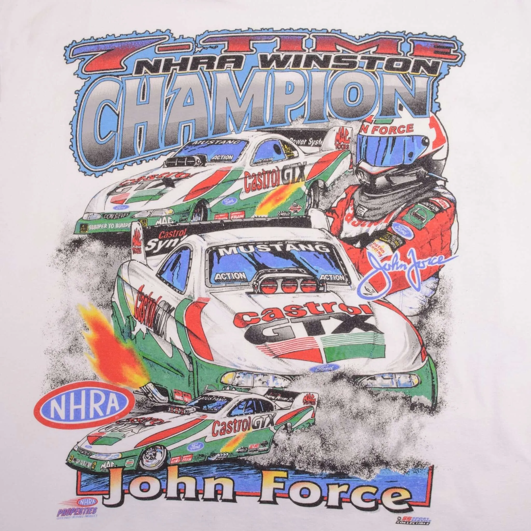 VINTAGE RACING NHRA JOHN FORCE 7 TIME CHAMPION 1997 TEE SHIRT XL MADE IN USA