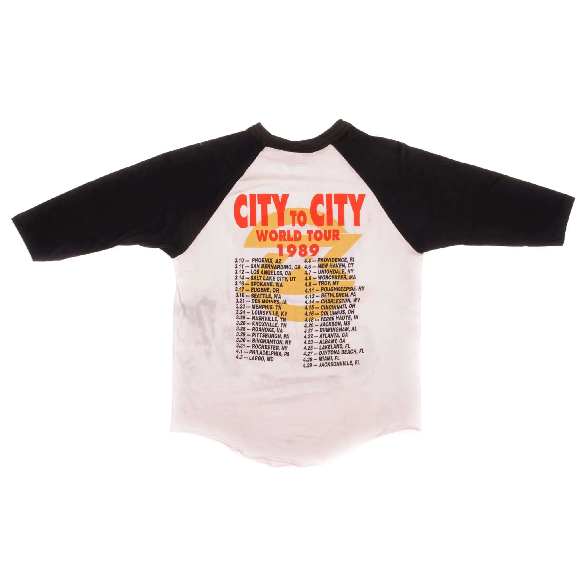 VINTAGE RATT REACH FOR THE SKY WORLD TOUR RAGLAN TEE SHIRT 1989 MEDIUM MADE USA