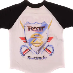 VINTAGE RATT REACH FOR THE SKY WORLD TOUR RAGLAN TEE SHIRT 1989 MEDIUM MADE USA