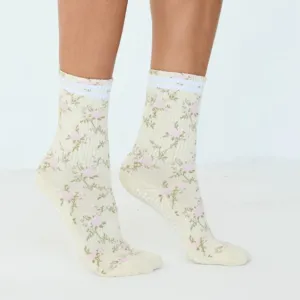 Vintage Rose Grip Socks (Barre/Pilates)