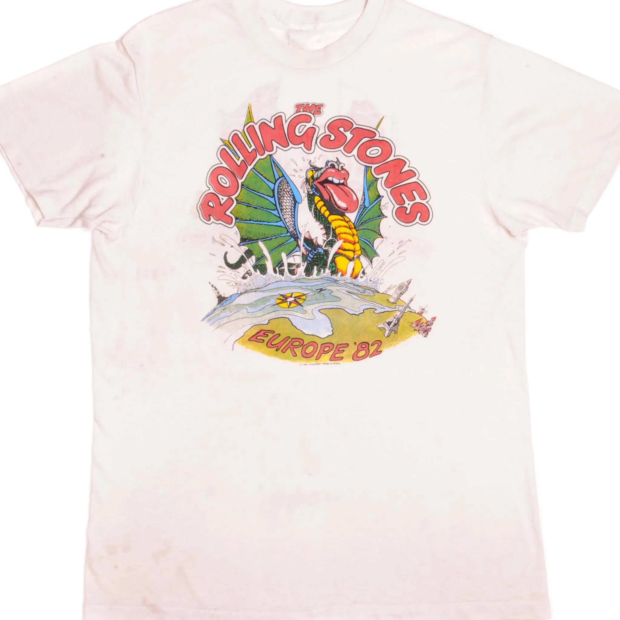 VINTAGE THE ROLLING STONES EUROPE 82 TEE SHIRT 1982 SIZE LARGE