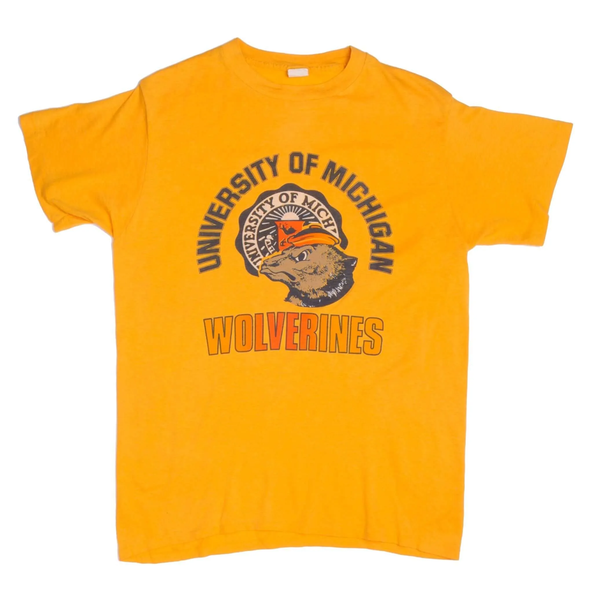 VINTAGE UNIVERSITY OF MICHIGAN WOLVERINES TEE SHIRT 1980s SIZE LARGE MADE IN USA