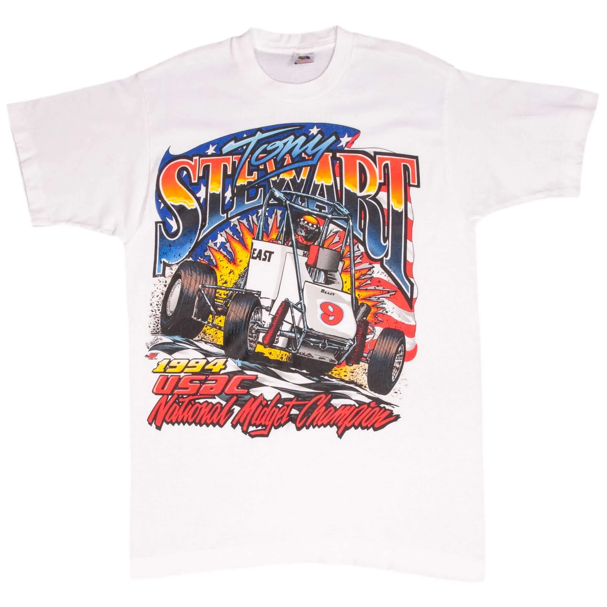 VINTAGE USAC TONY STEWART MIDGET CHAMPION 1994 TEE SHIRT MEDIUM MADE USA