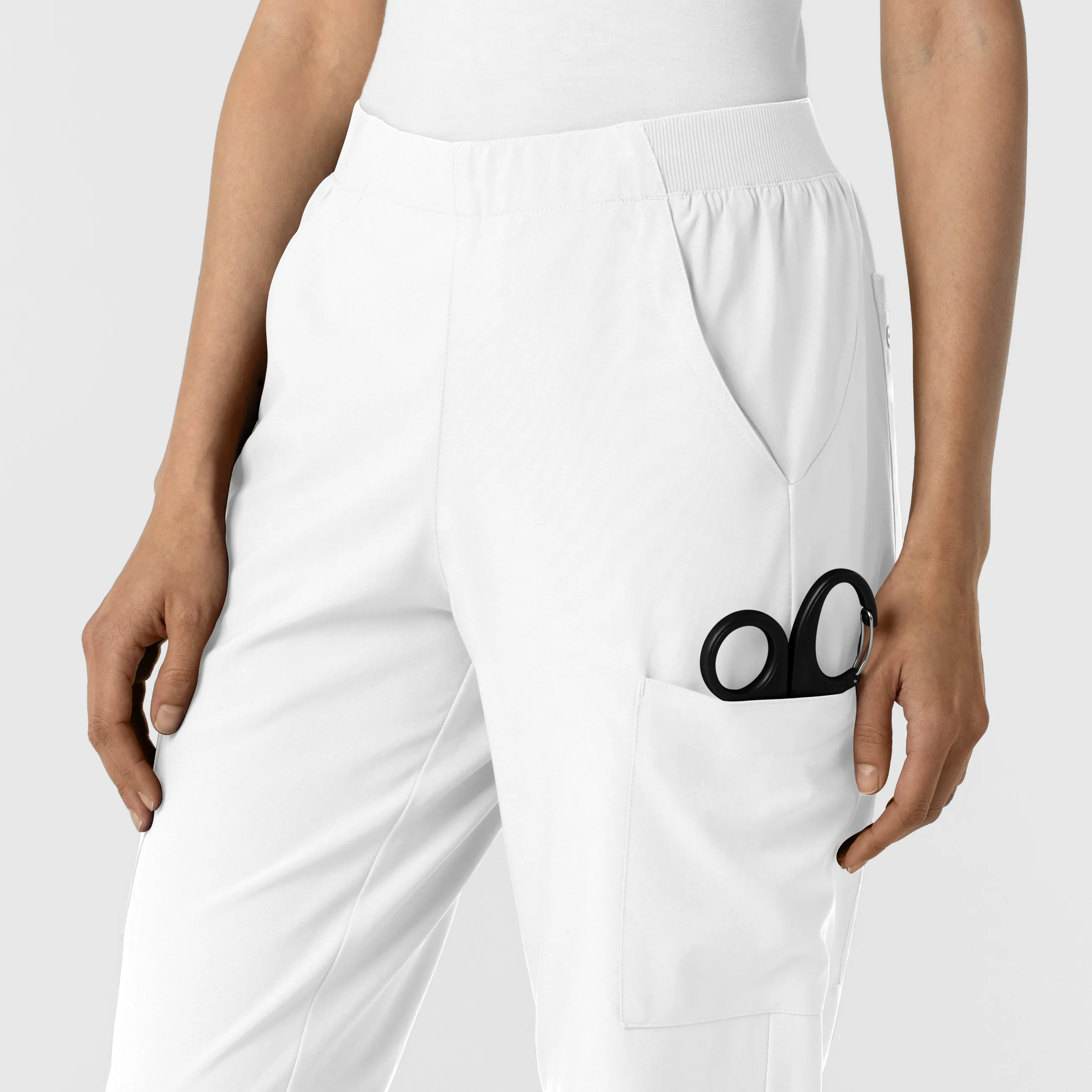 W123 Women's Cargo Utility Scrub Pant - White