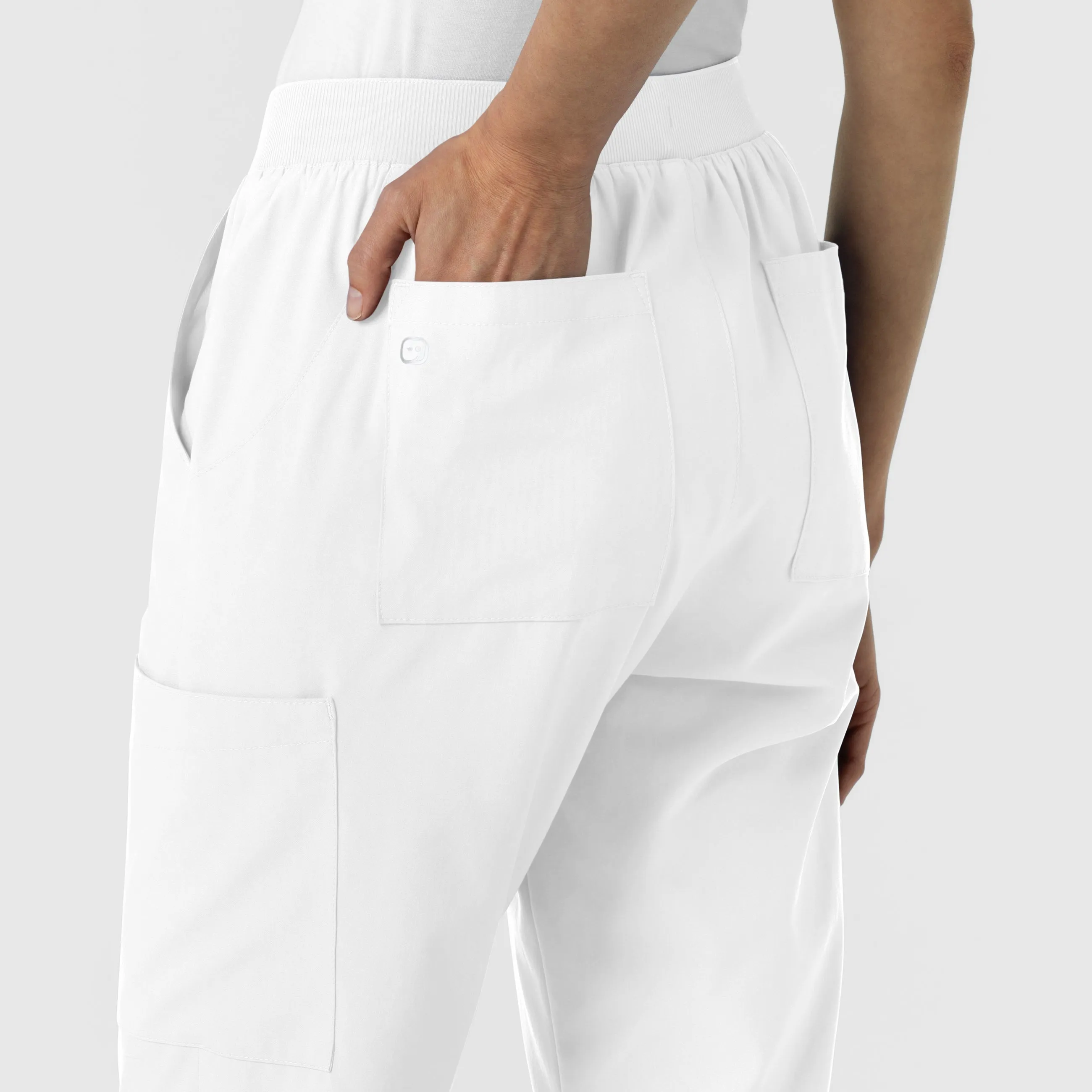 W123 Women's Cargo Utility Scrub Pant - White