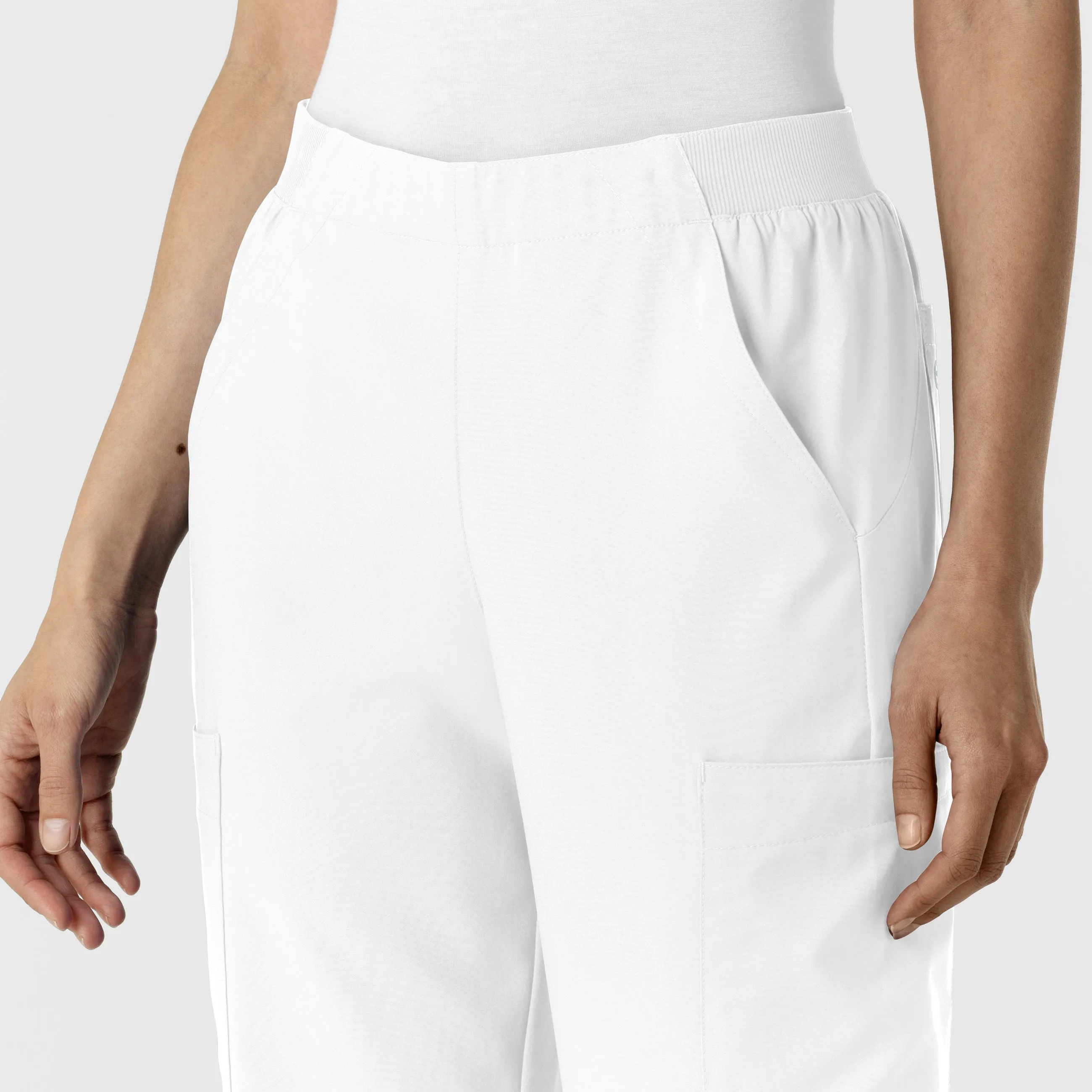 W123 Women's Cargo Utility Scrub Pant - White