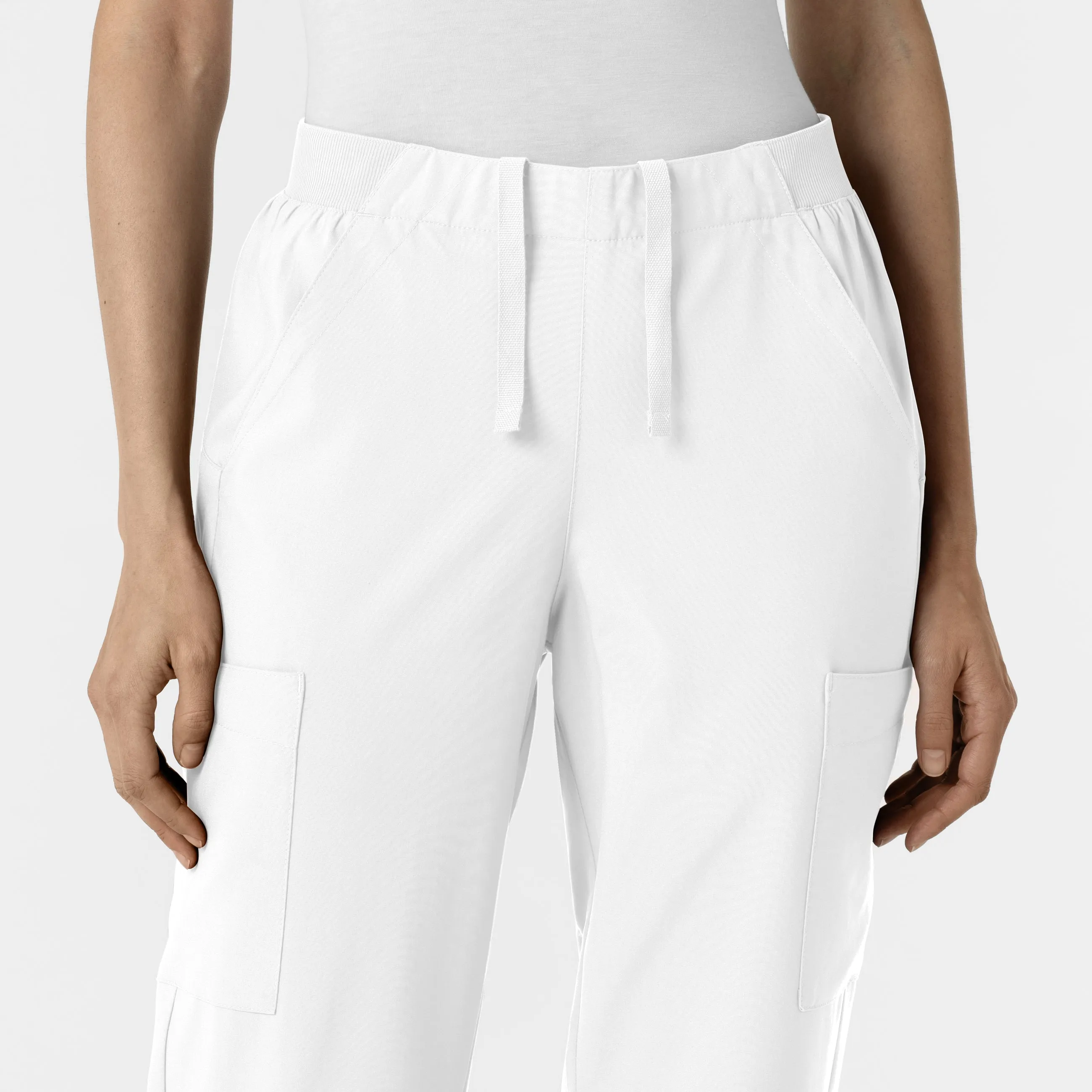 W123 Women's Cargo Utility Scrub Pant - White