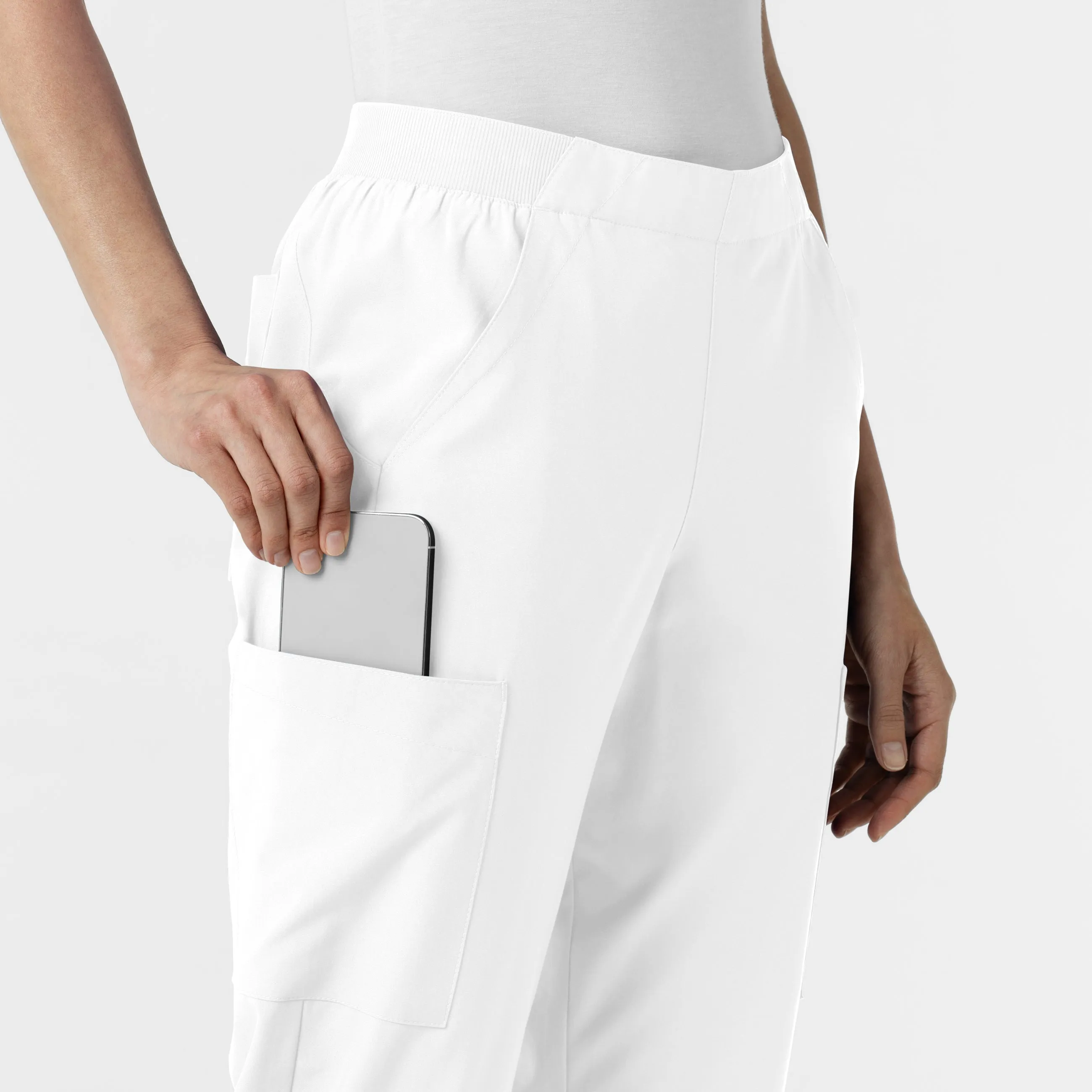 W123 Women's Cargo Utility Scrub Pant - White