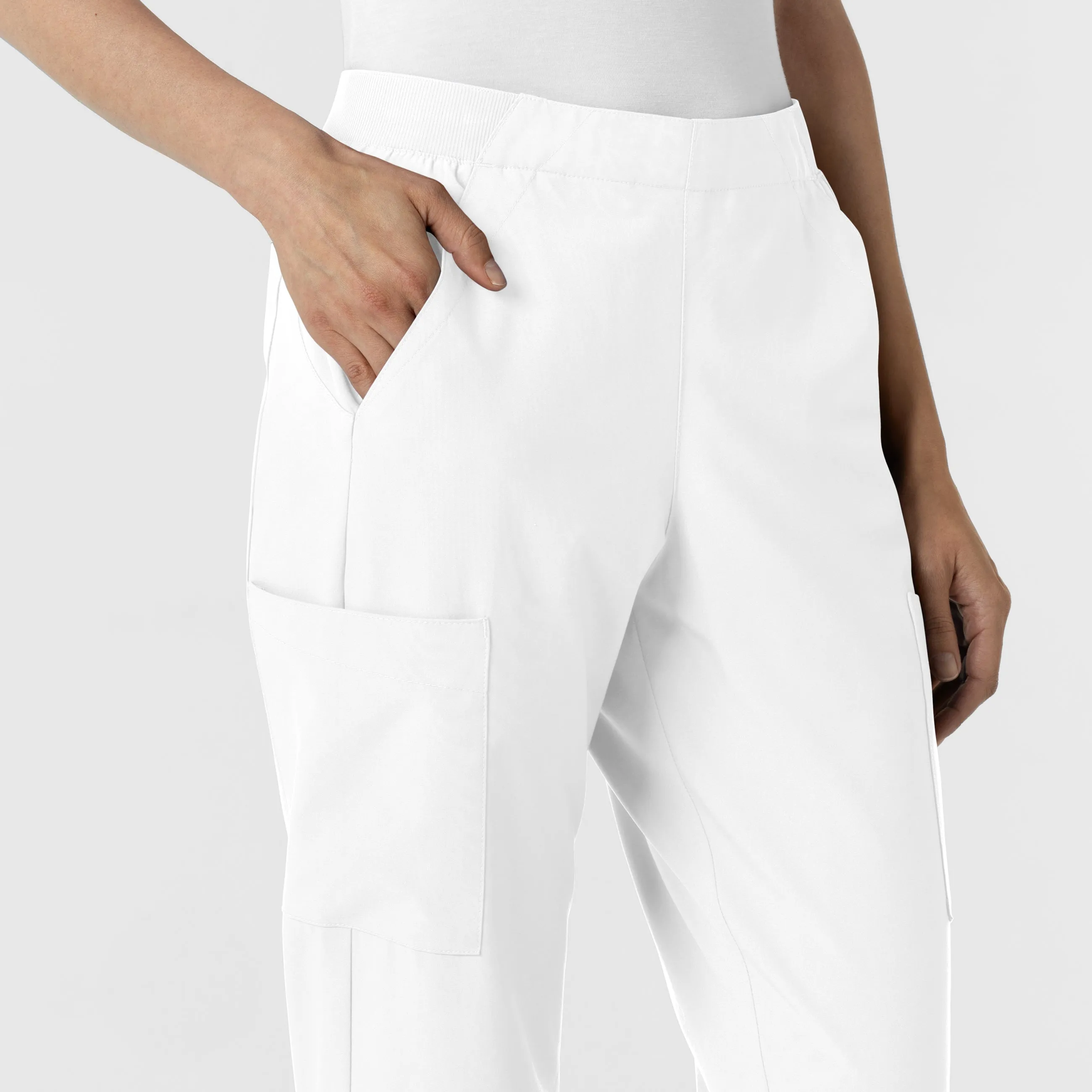 W123 Women's Cargo Utility Scrub Pant - White