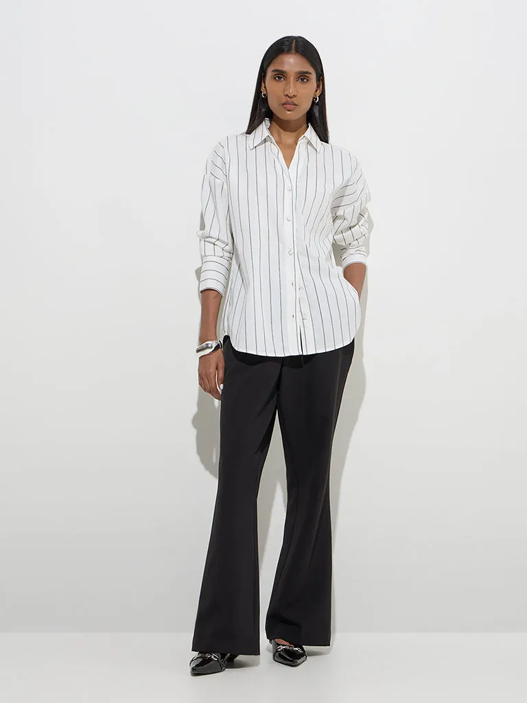 Wardrobe White Stripe Printed Shirt