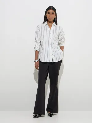 Wardrobe White Stripe Printed Shirt