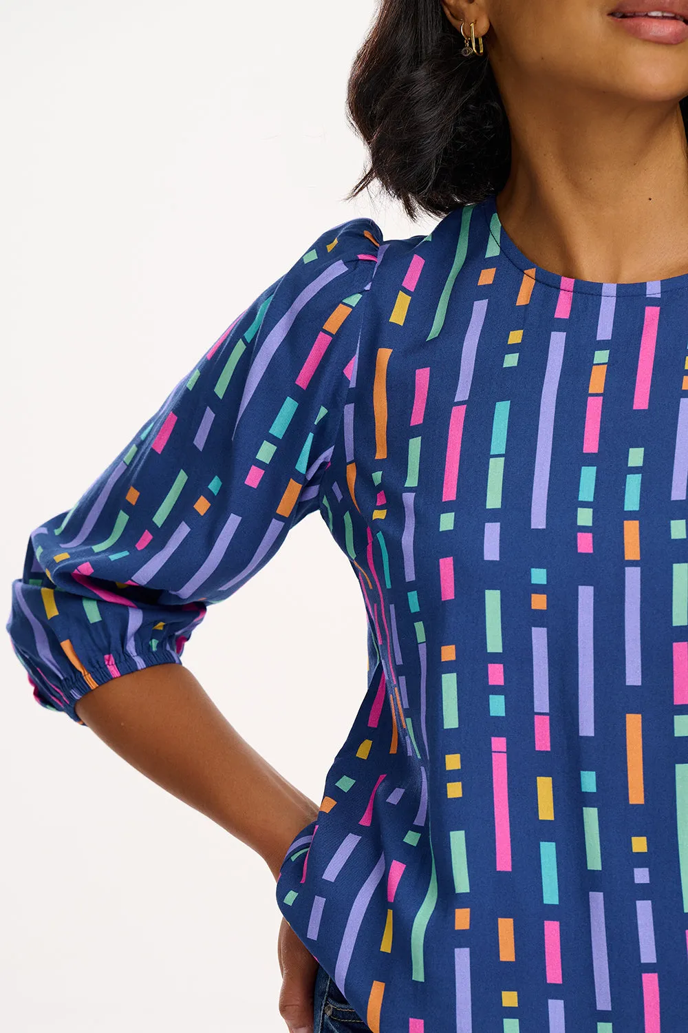Wendy Blouse - Blue. Broken Lines