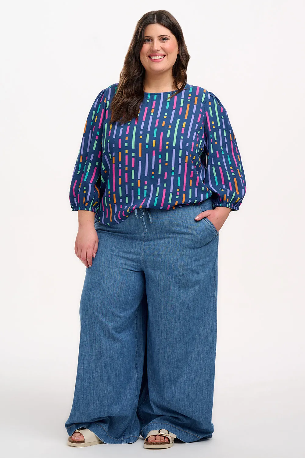 Wendy Blouse - Blue. Broken Lines