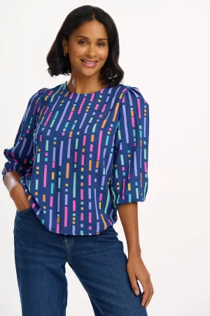 Wendy Blouse - Blue. Broken Lines
