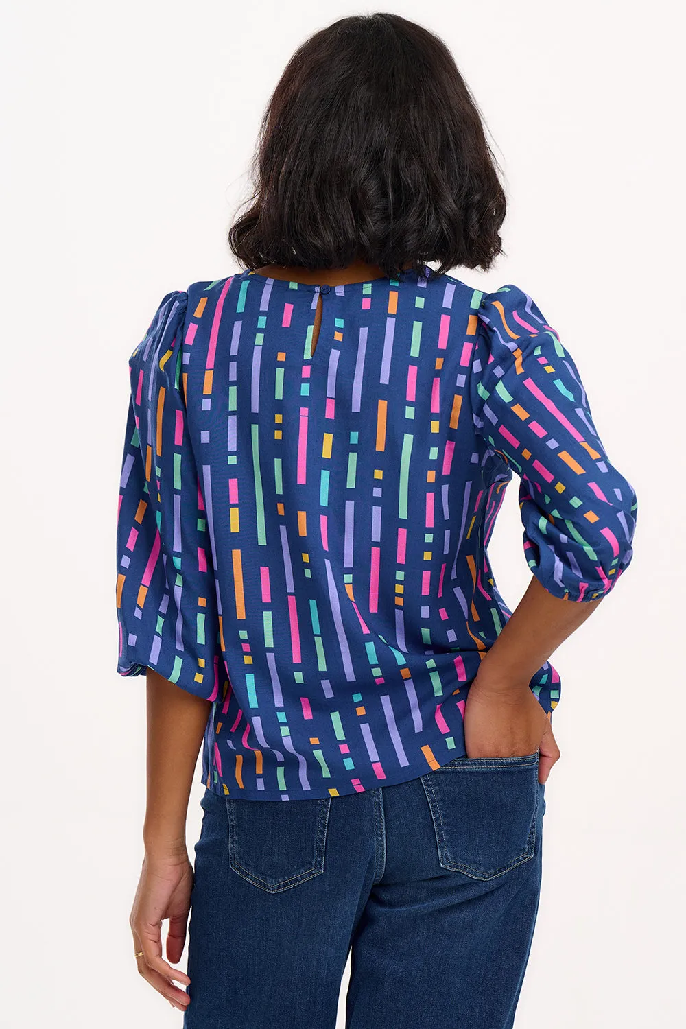 Wendy Blouse - Blue. Broken Lines