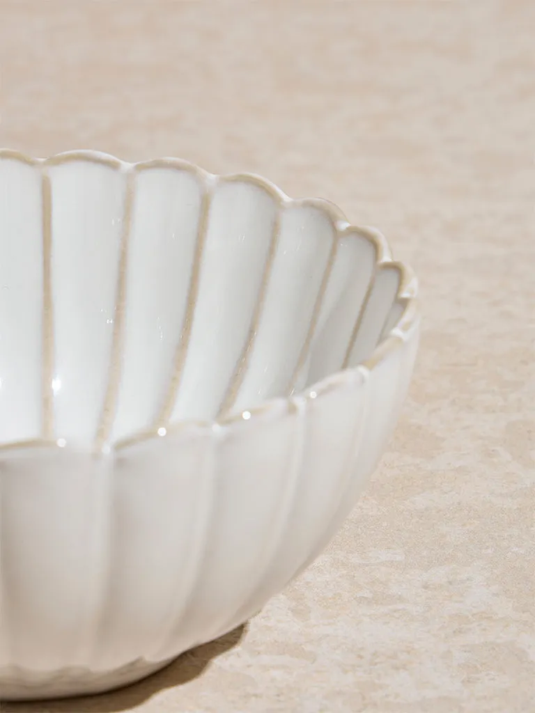 Westside Home White Scallop Design Bowl - Large