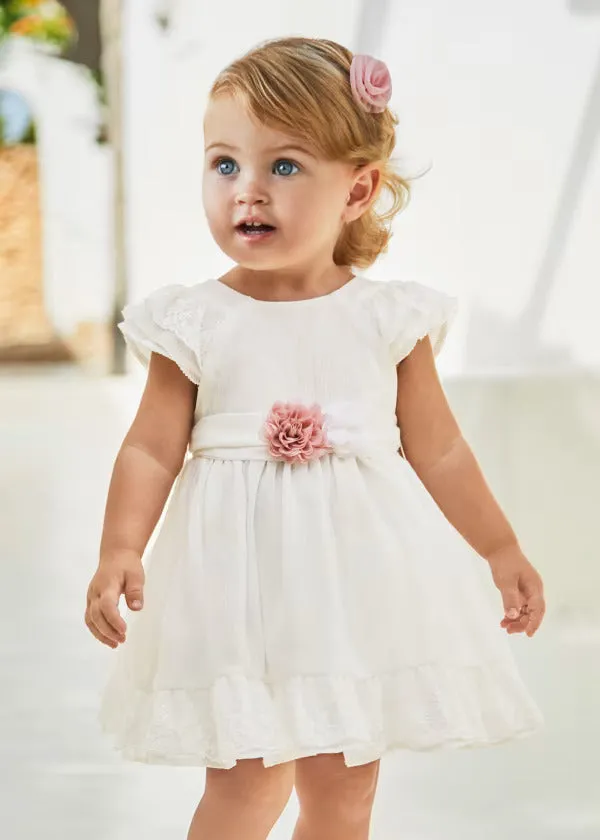 White Floral Applique Summer Dress
