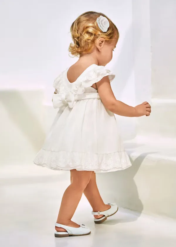 White Floral Applique Summer Dress
