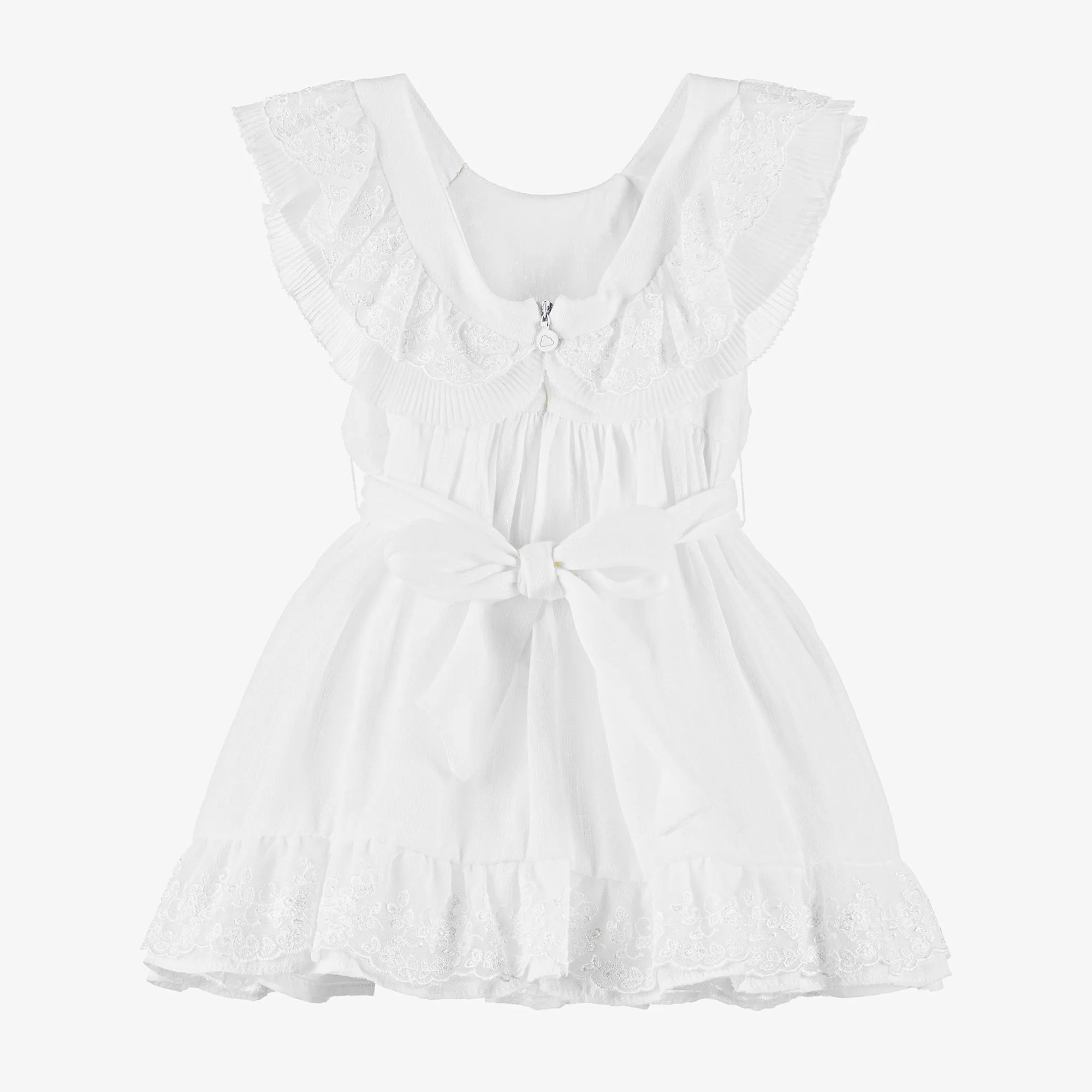 White Floral Applique Summer Dress