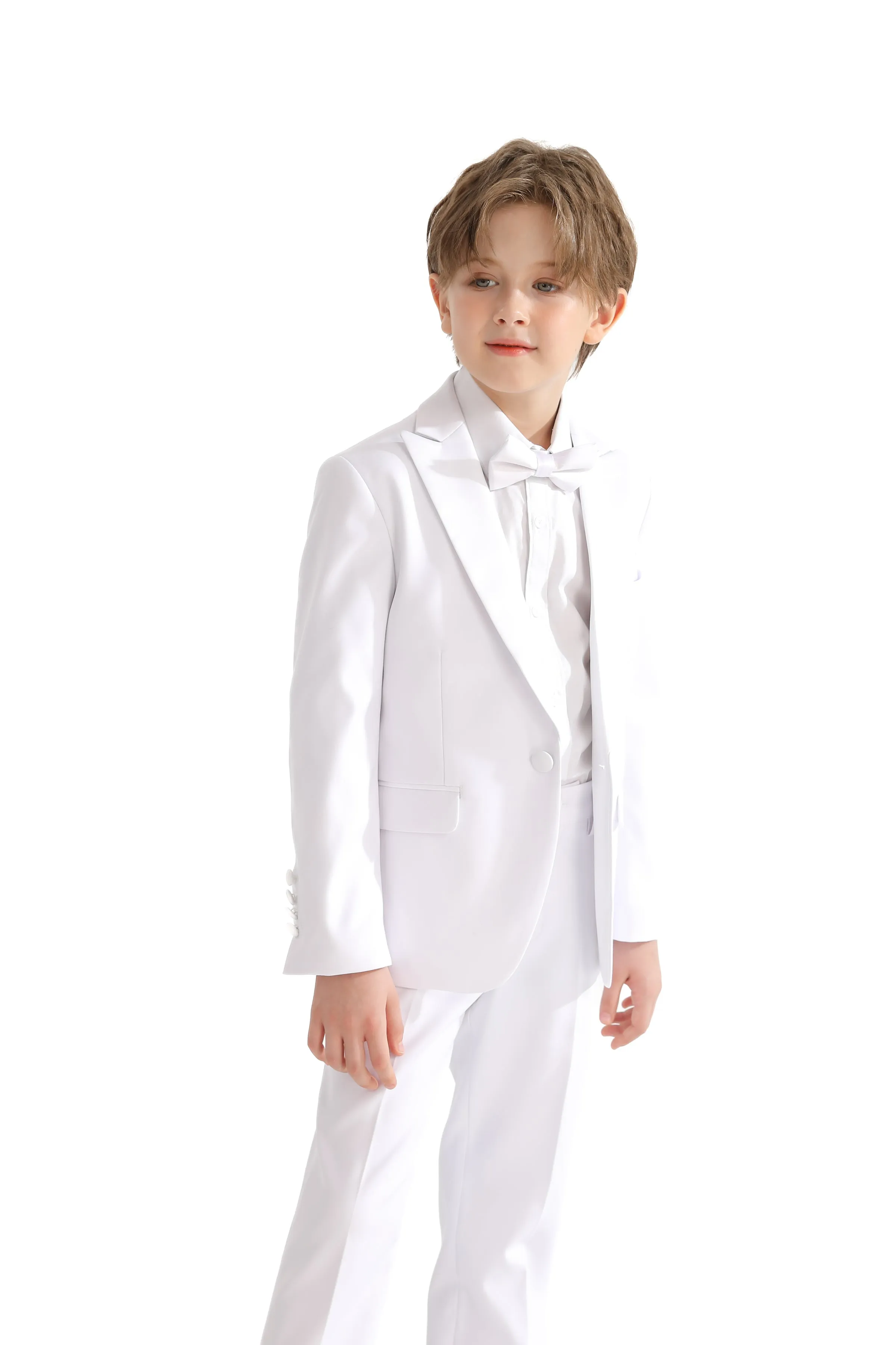 White Peak Lapel Trim Wool Suit