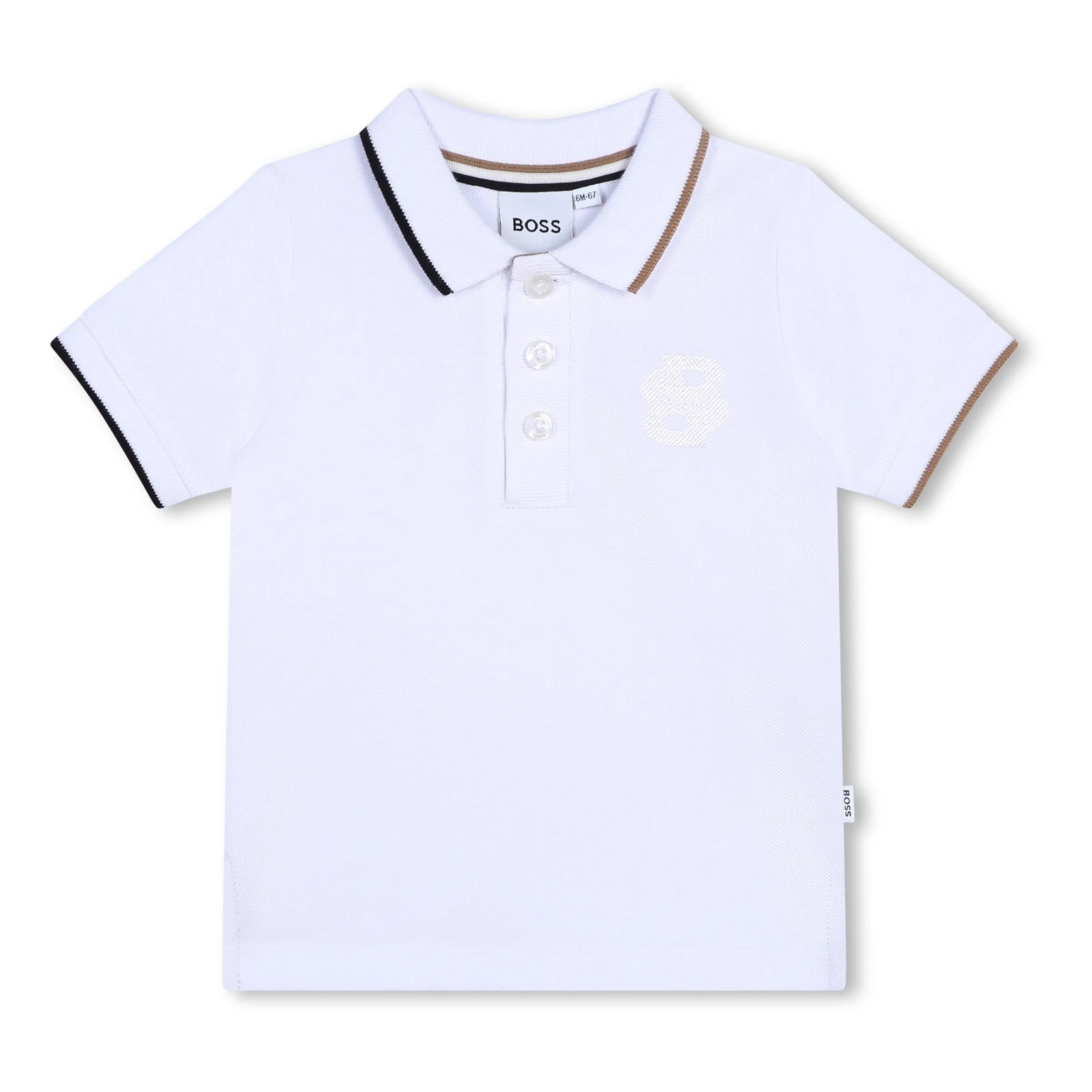 White Striped Collar Logo Polo