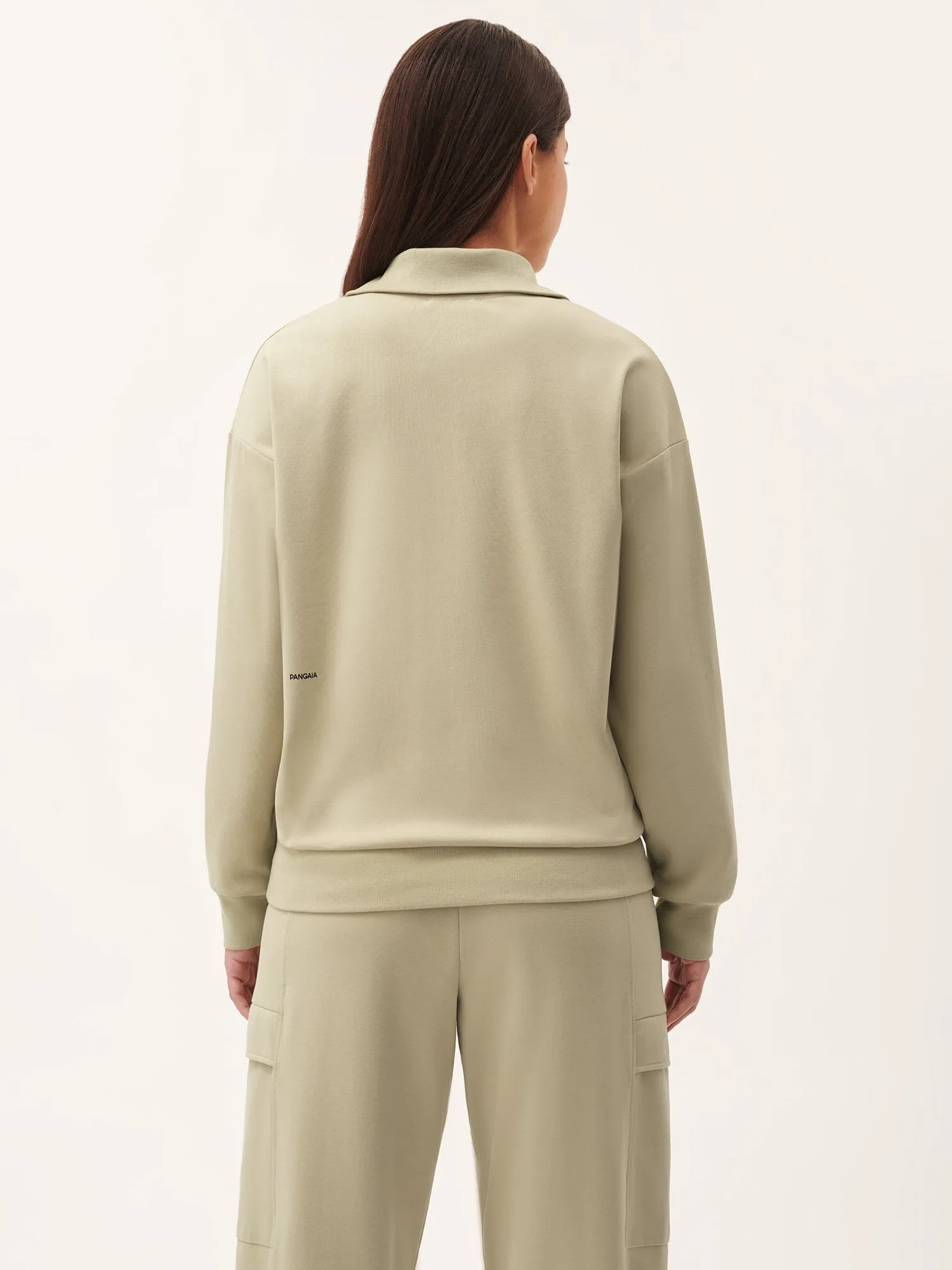 Womens DNA Double Jersey Half Zip Sweatshirt—maitake beige